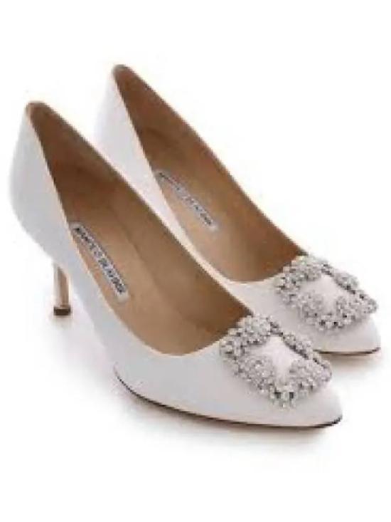 Pointed-Toe Pumps with Crystal Embellishment and Satin Finish