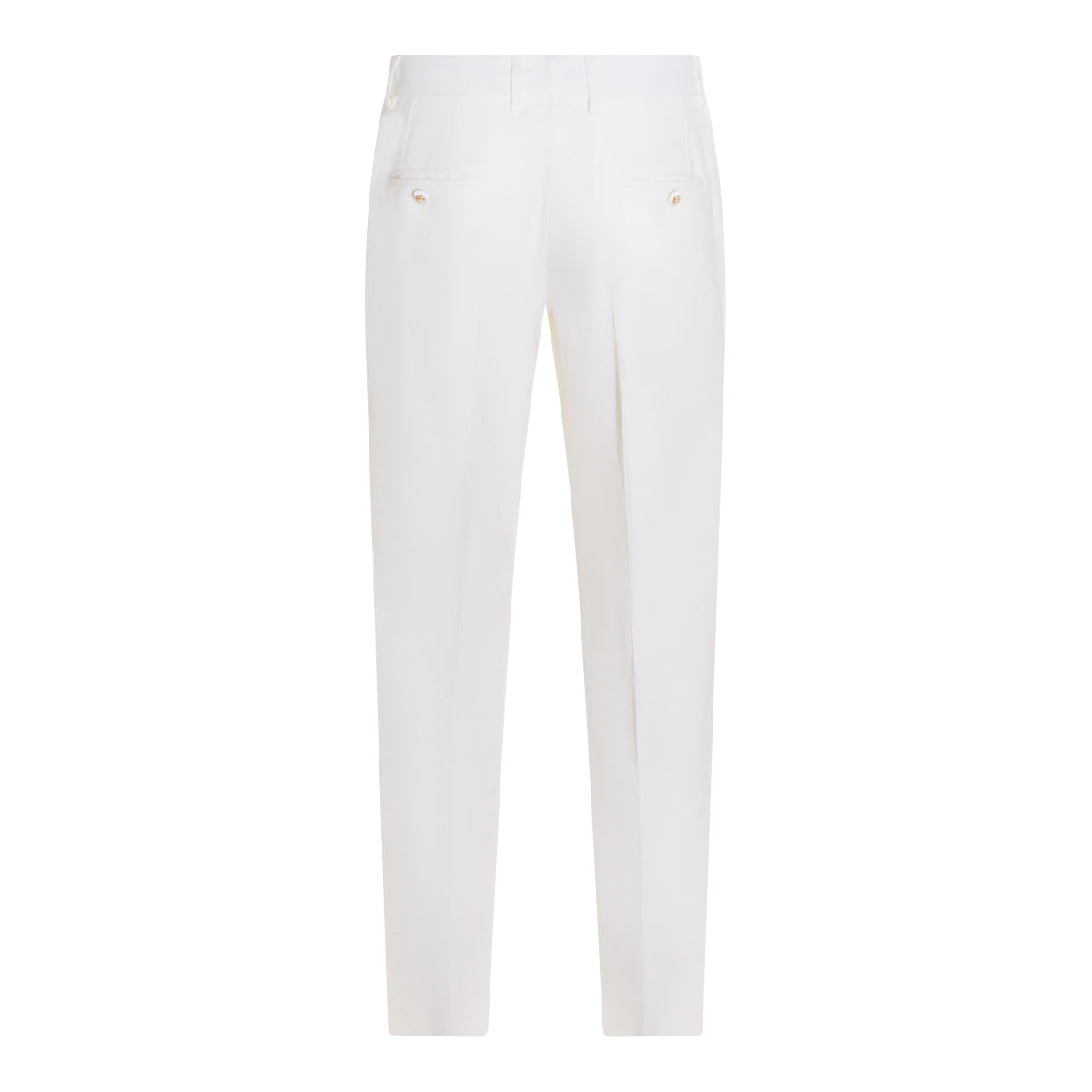 White Wool Straight-Leg Pants
