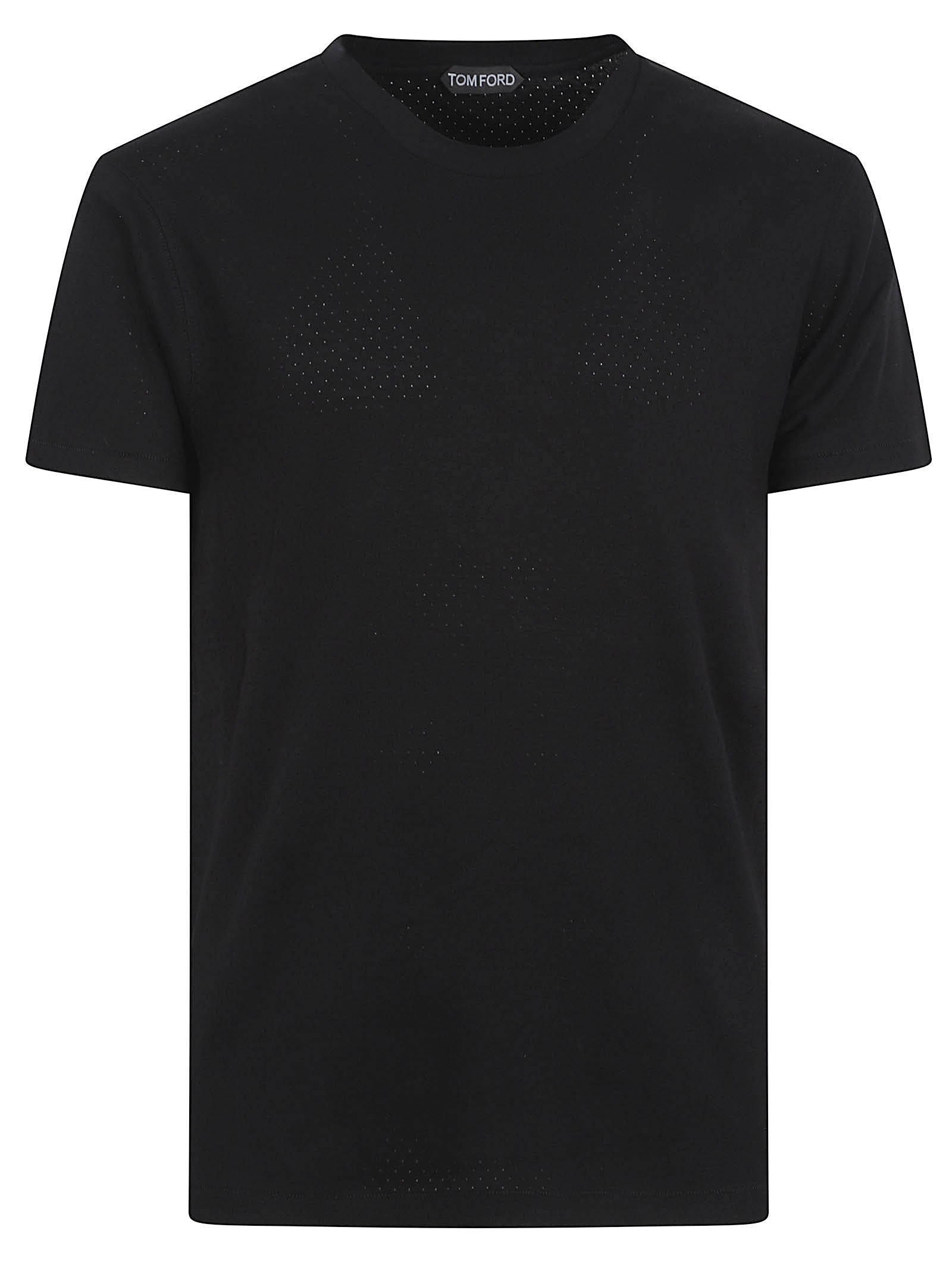 Crew Neck T-Shirt with Perforated Logo Design