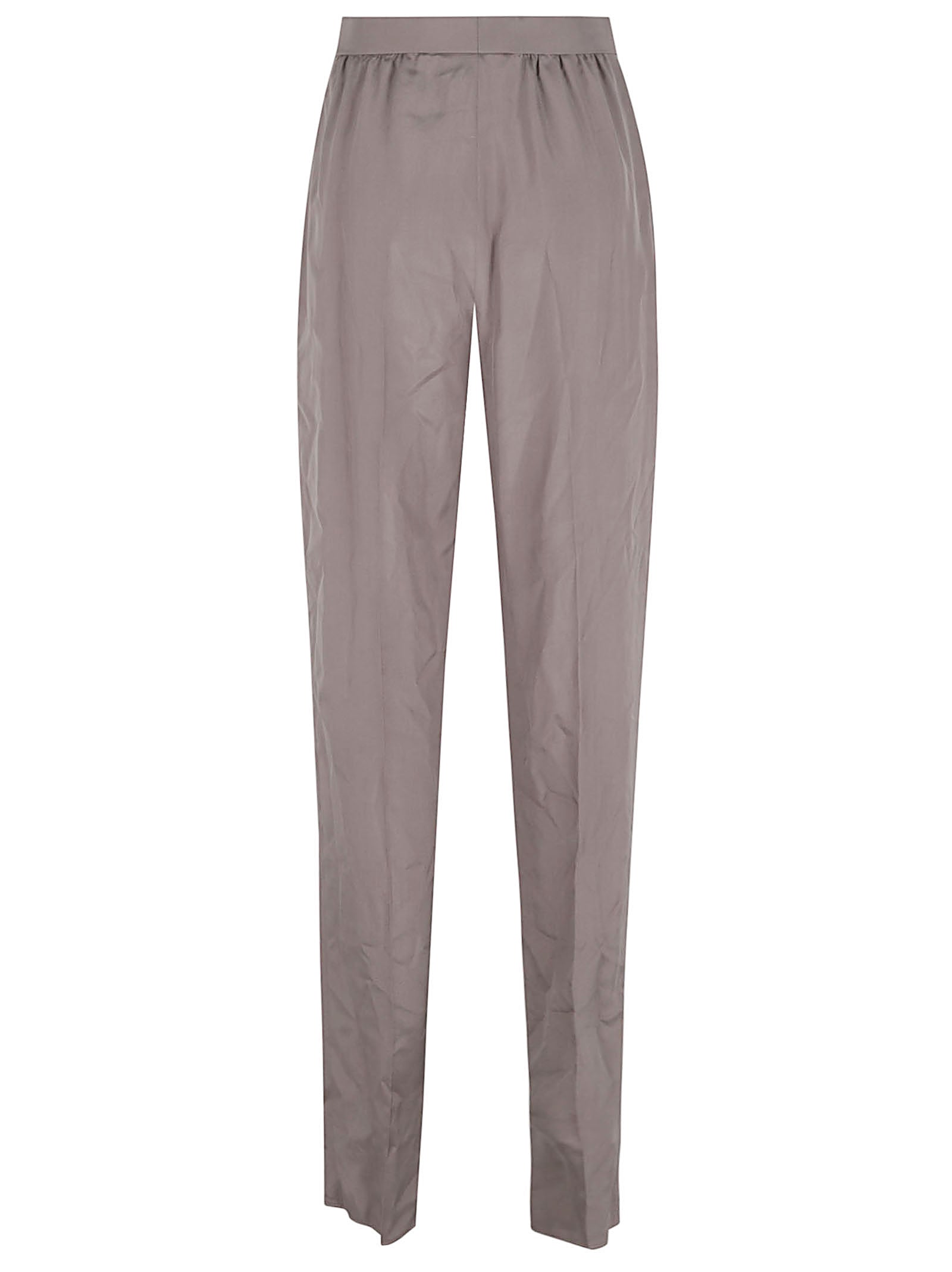 High-Waisted Silk Trousers with Tapered Leg and Pleated Detail