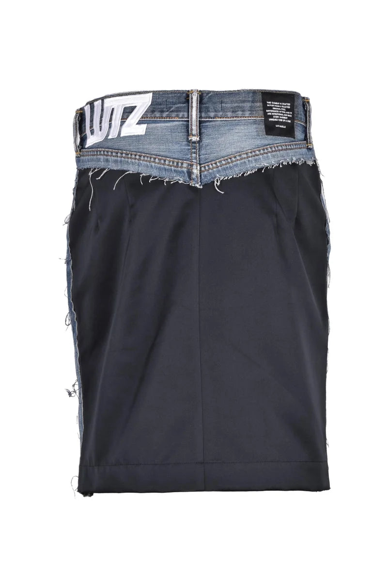 Mini Patchwork Skirt - Blue/Black