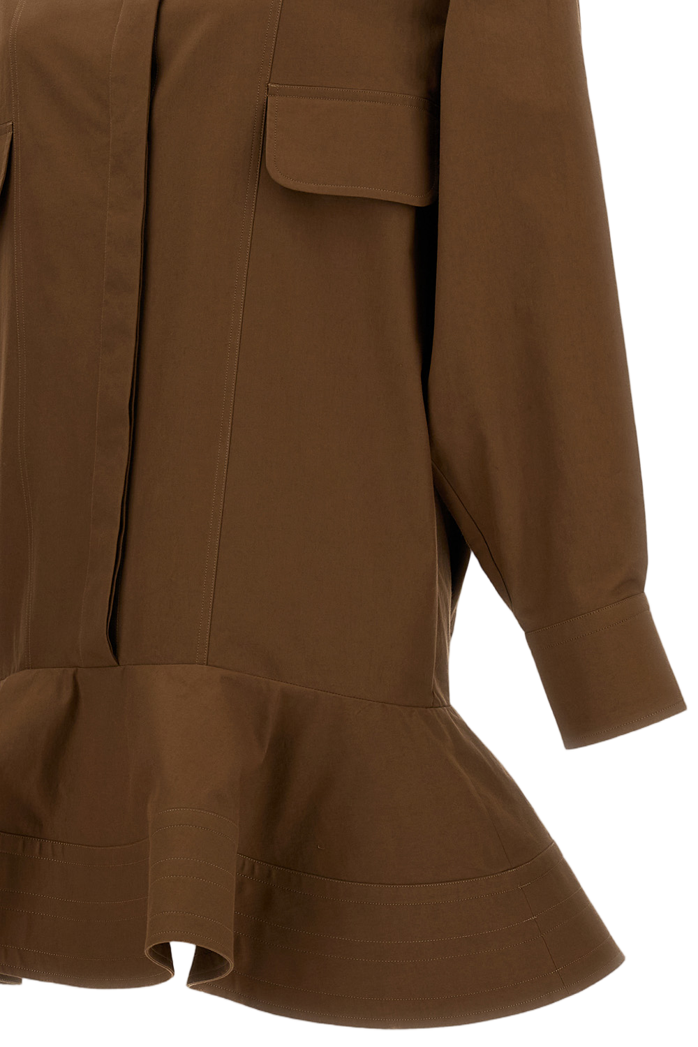 Structured Washed Cotton Peplum Shirt Dress