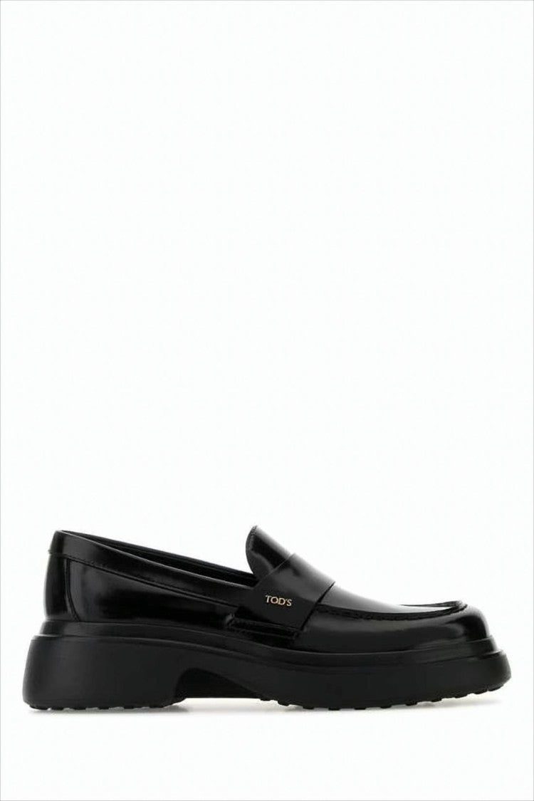Rounded Toe Black Calf Leather Loafers