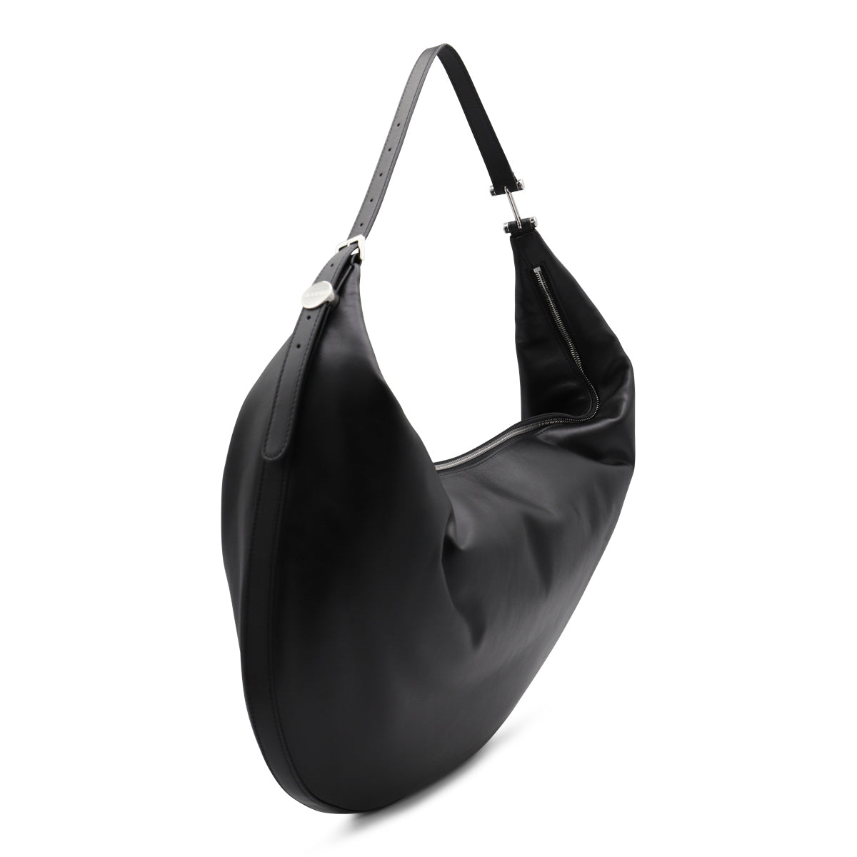 Black Leather Hobo Dot Shoulder Bag