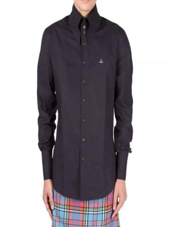 Black Tailored Shirt with Structured Collar