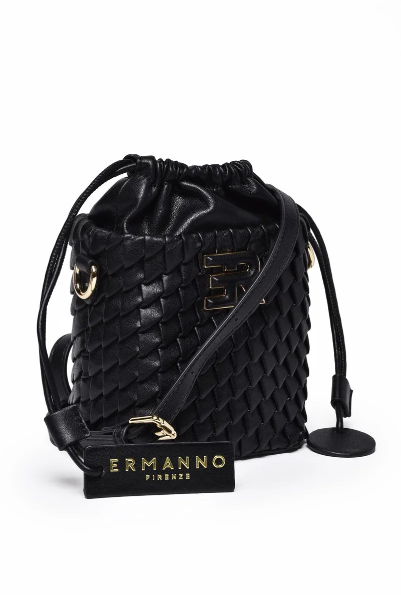 Black Polyurethane Bucket Teagan Bag
