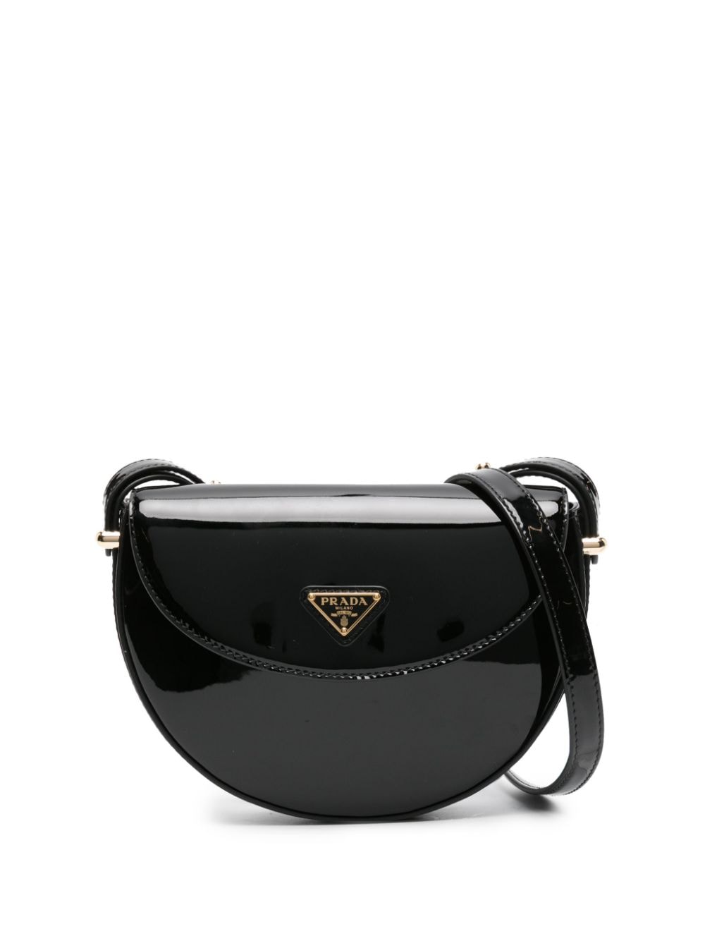 Triangle-Logo Patent Leather Shoulder Bag