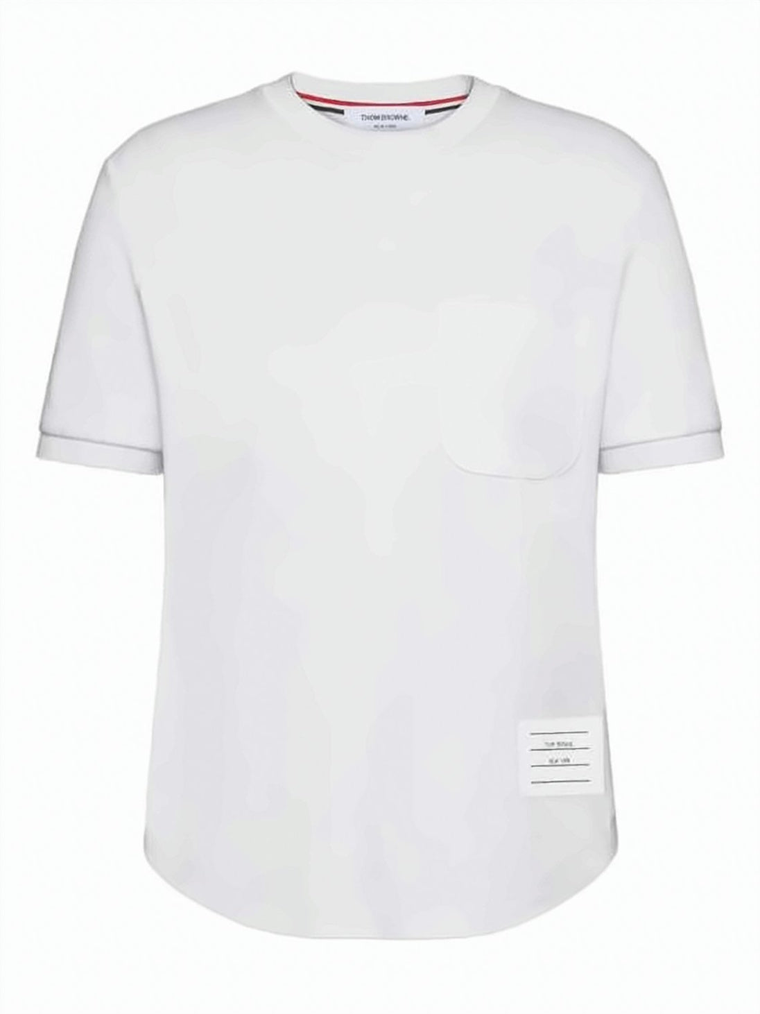 Cropped White Cotton T-Shirt with Pocket Detail