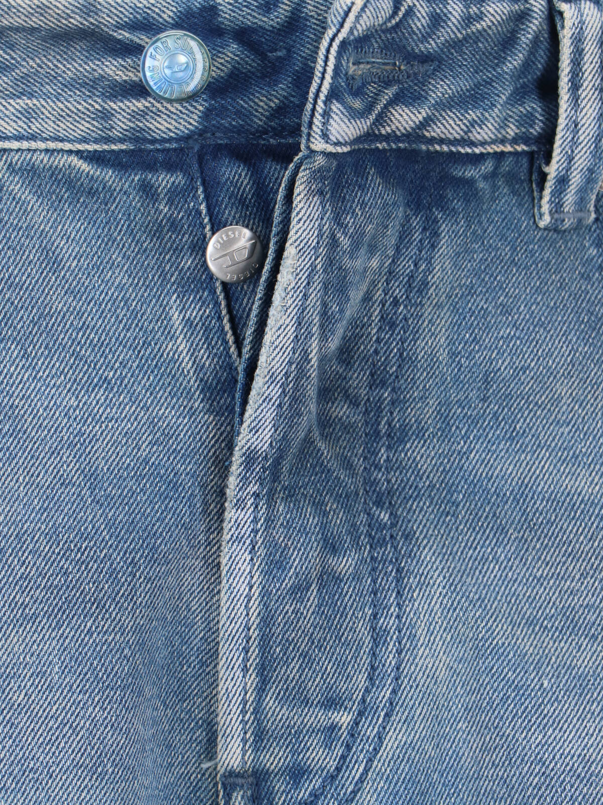 Straight-Leg Blue Denim Jeans with Distressed Details
