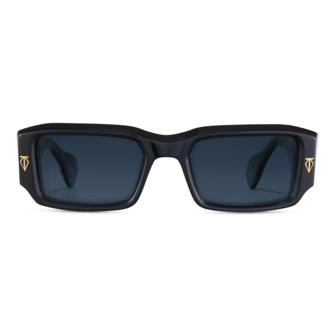 Rossi Rectangular Acetate Sunglasses with Gold-tone Accents