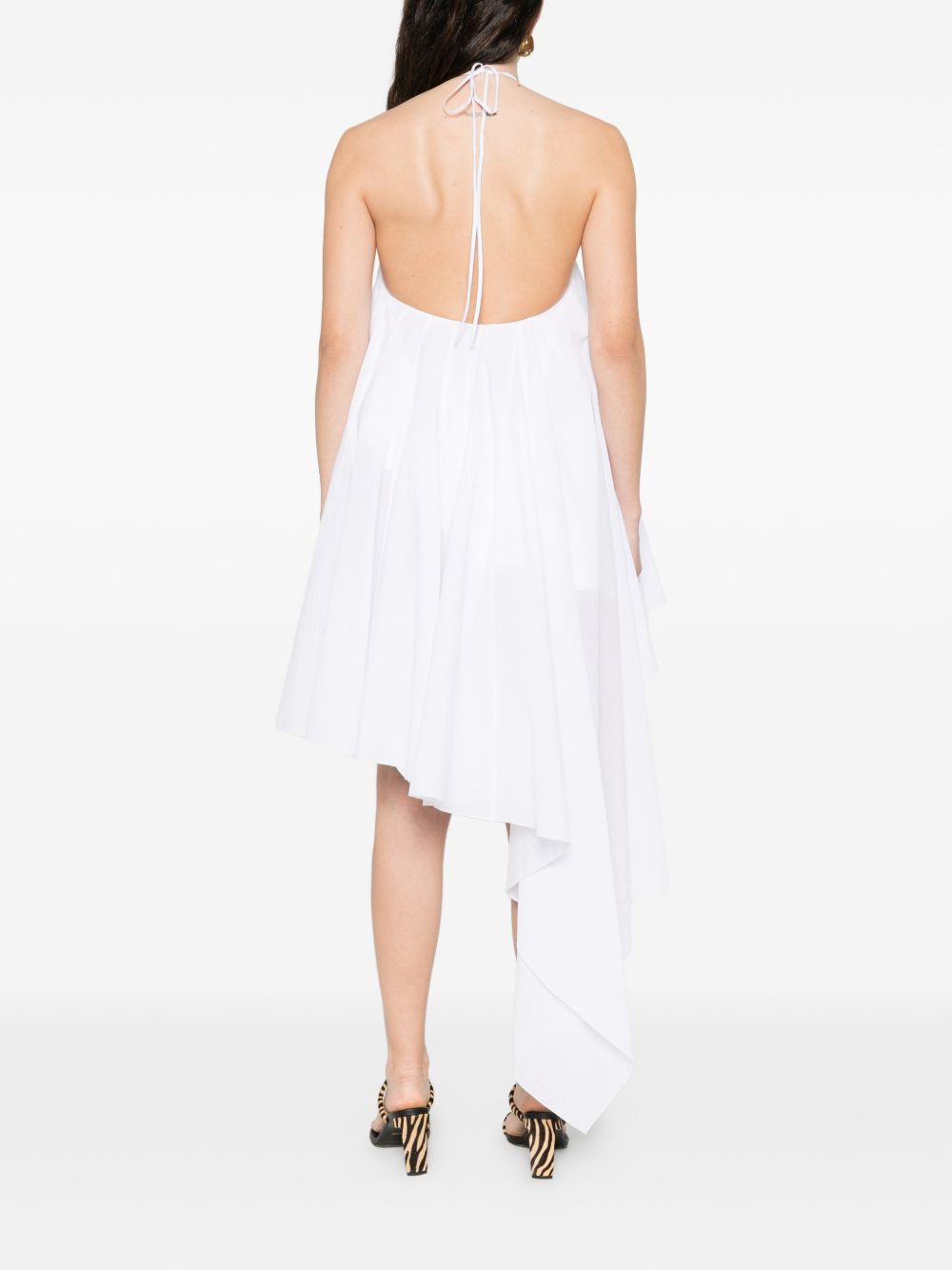 White Asymmetric Open-Back Sleeveless Dress