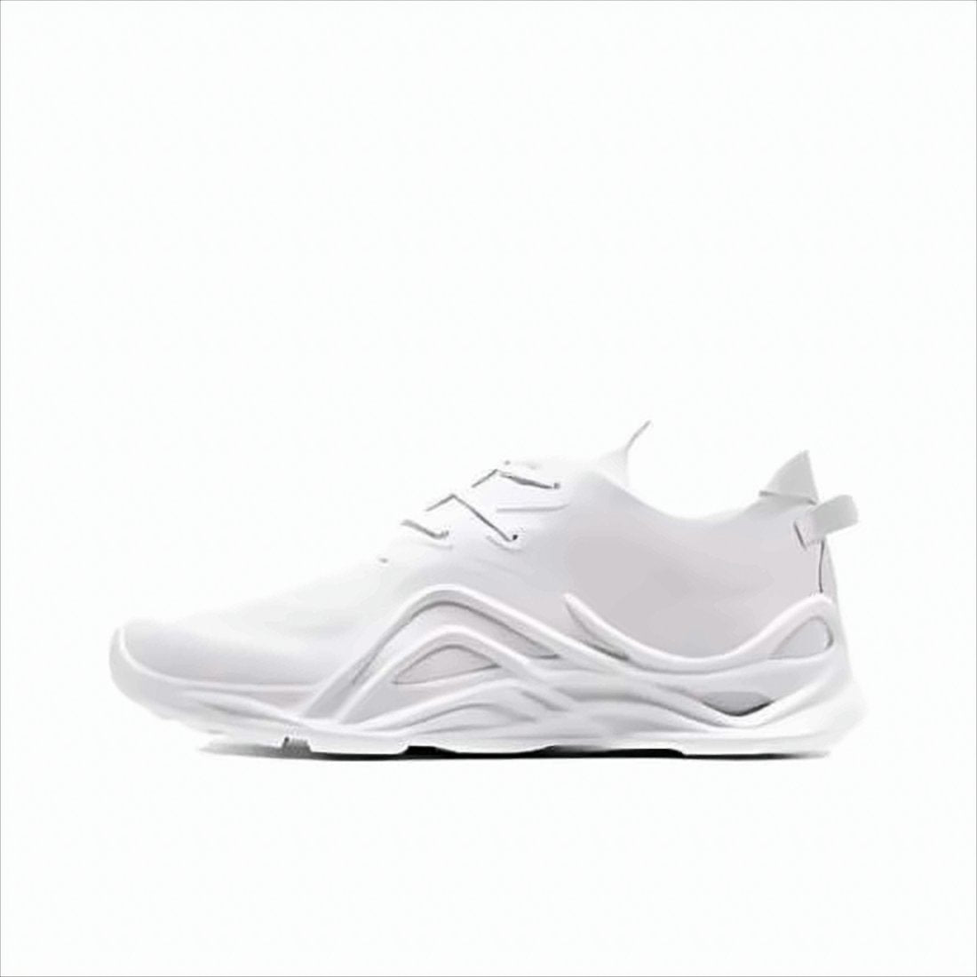 Minimalist White Sneakers with Wave-like Detailing