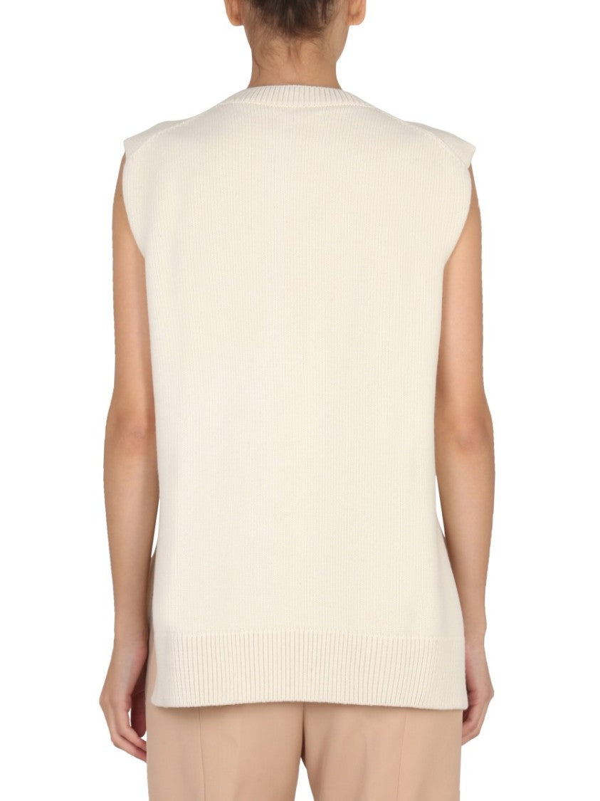 Relaxed Fit Crew-Neck Wool Vest