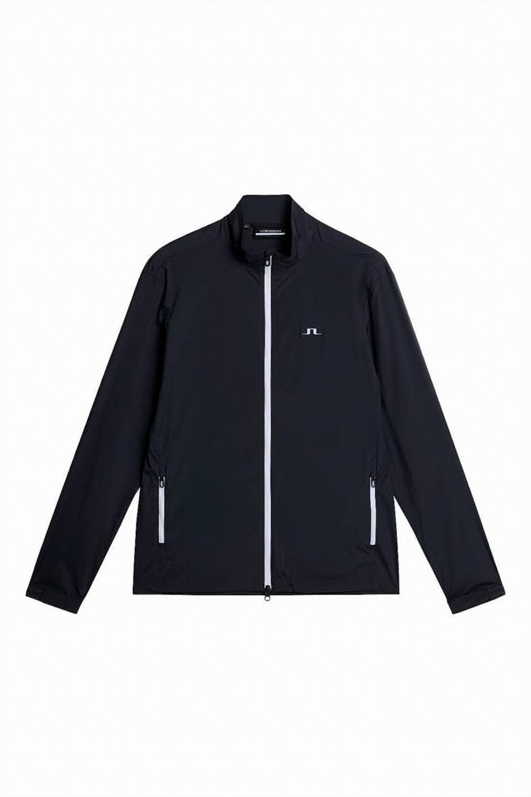 Black Nylon-Elastane Jacket with High Collar