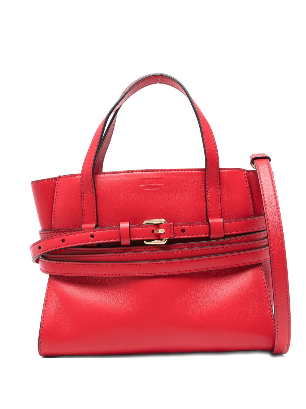 Structured Red Calf Leather Handbag