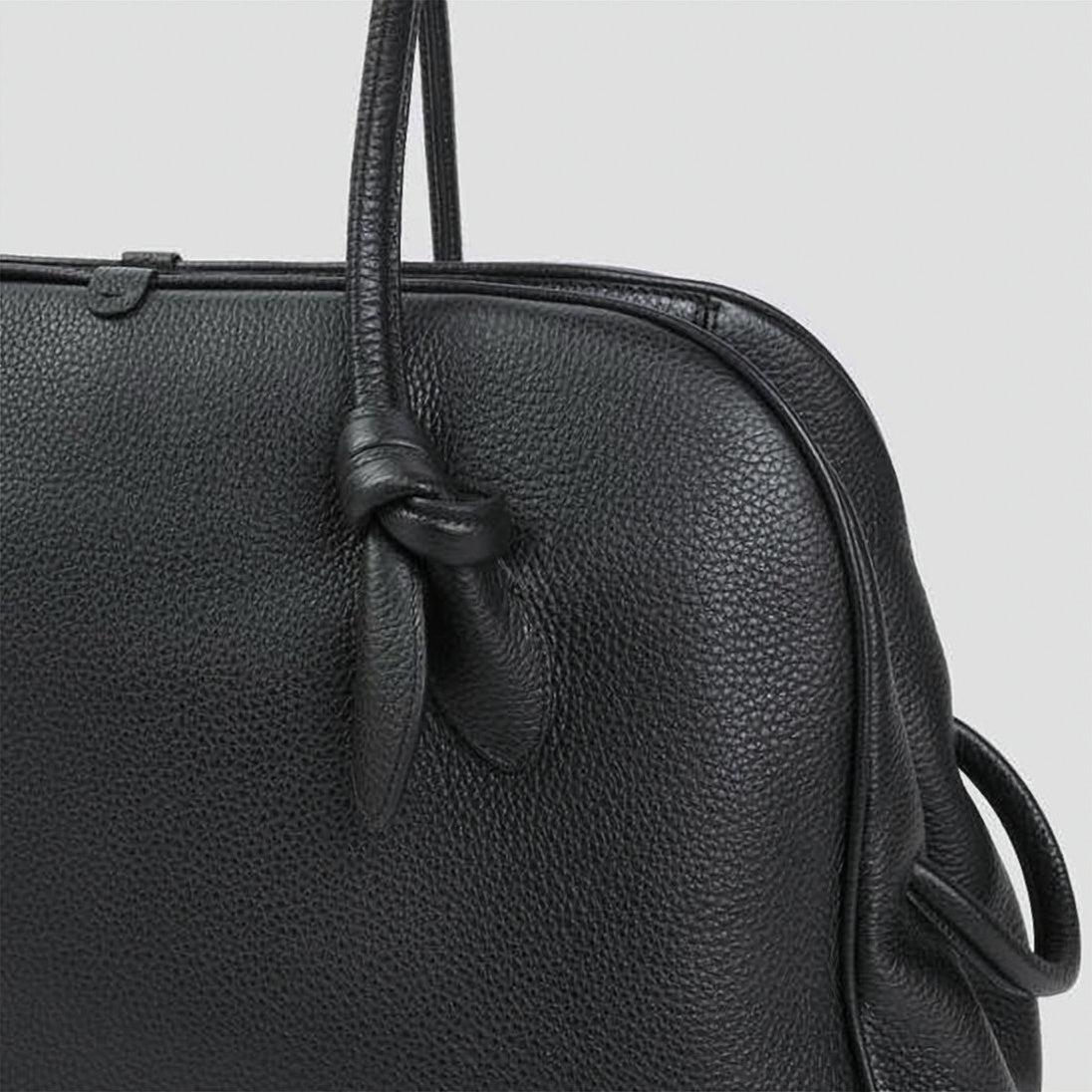 Textured Calf Leather Shoulder Bag with Knot Detail