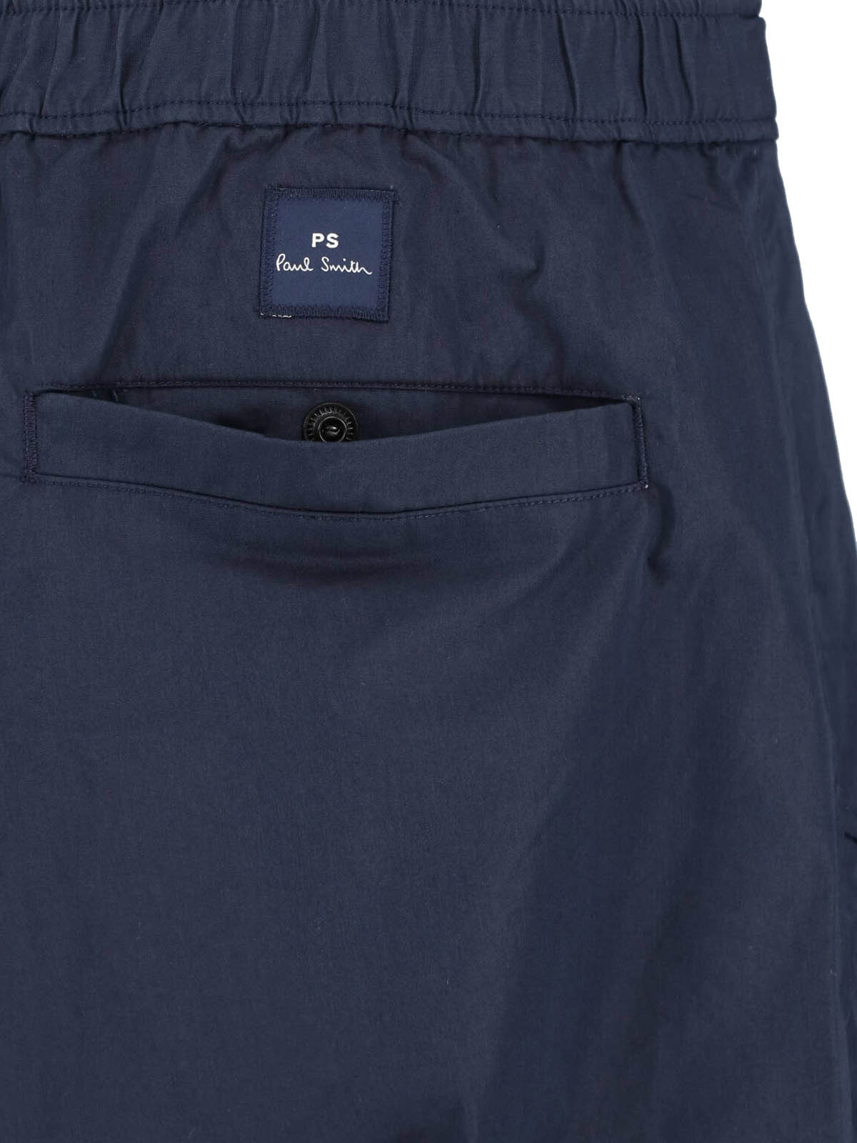 Blue Mid-Rise Cotton Blend Cargo Pants