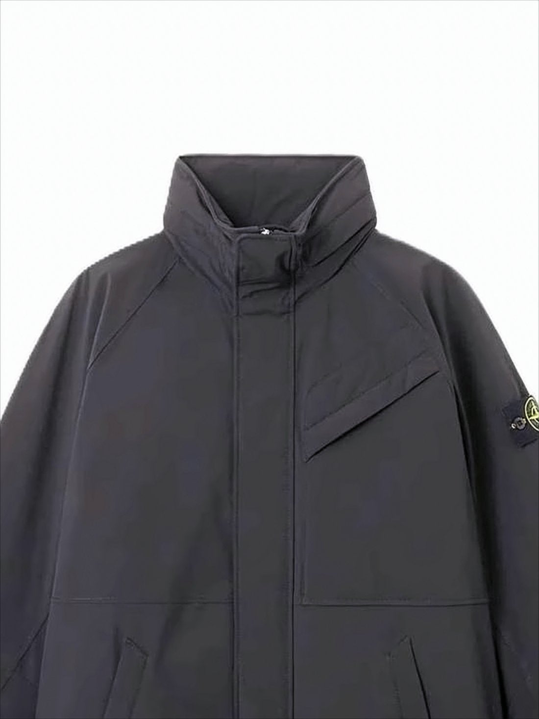 High-Collar Black Casual Jacket