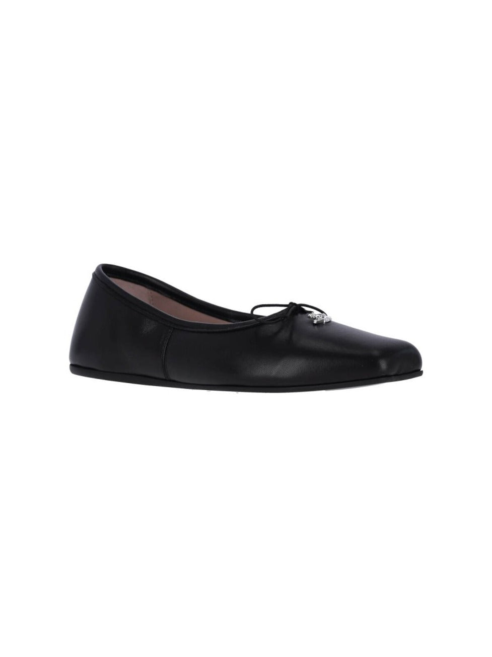 Black Leather Flats With Rounded Toe