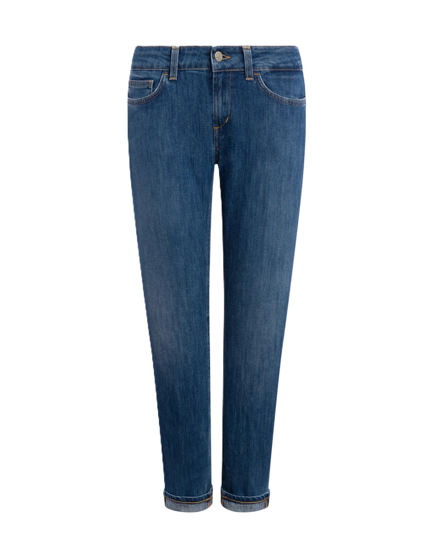 Cropped Straight-Leg Jeans with Rolled Cuffs