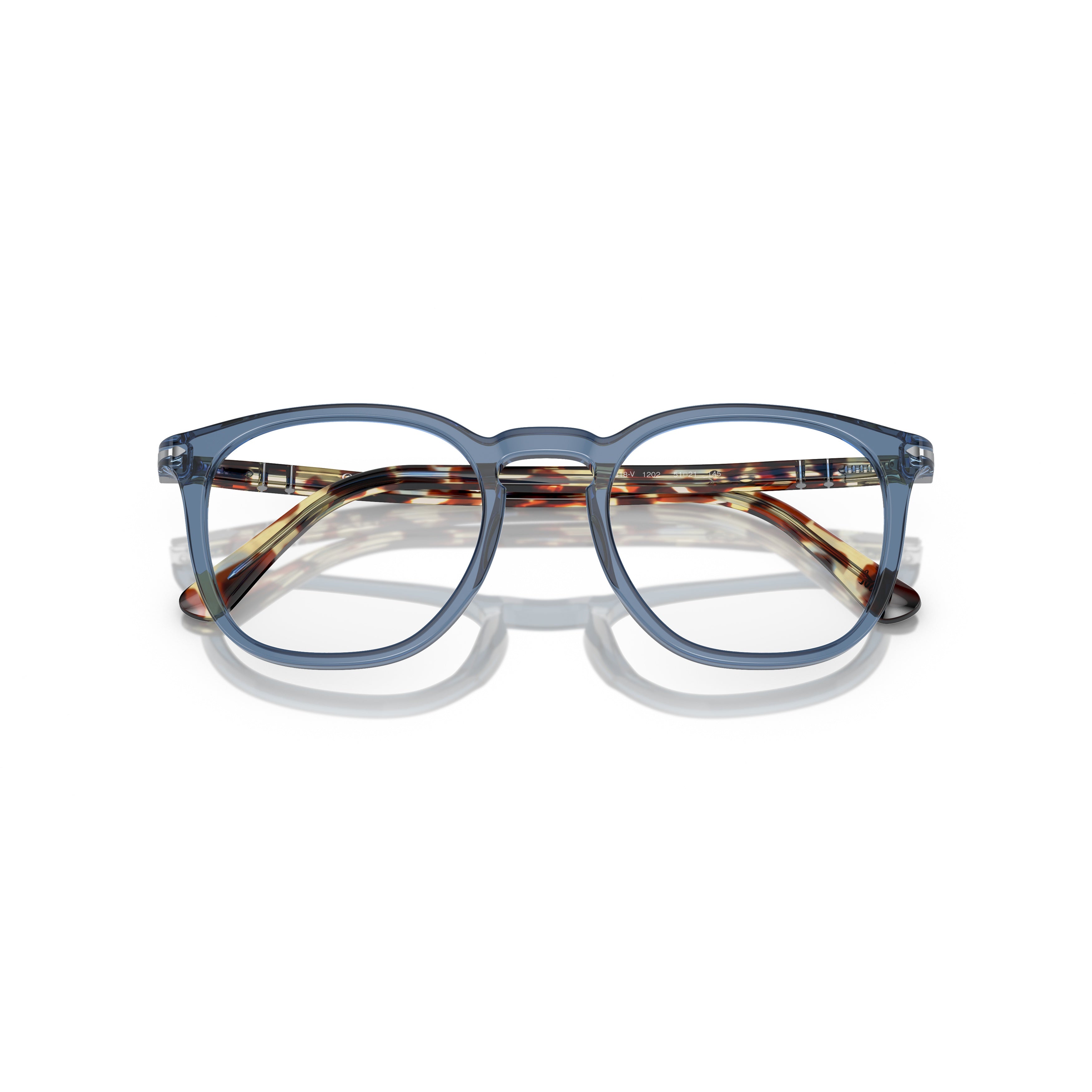 0po3318v Rounded Square Eyeglasses with Translucent Blue Front