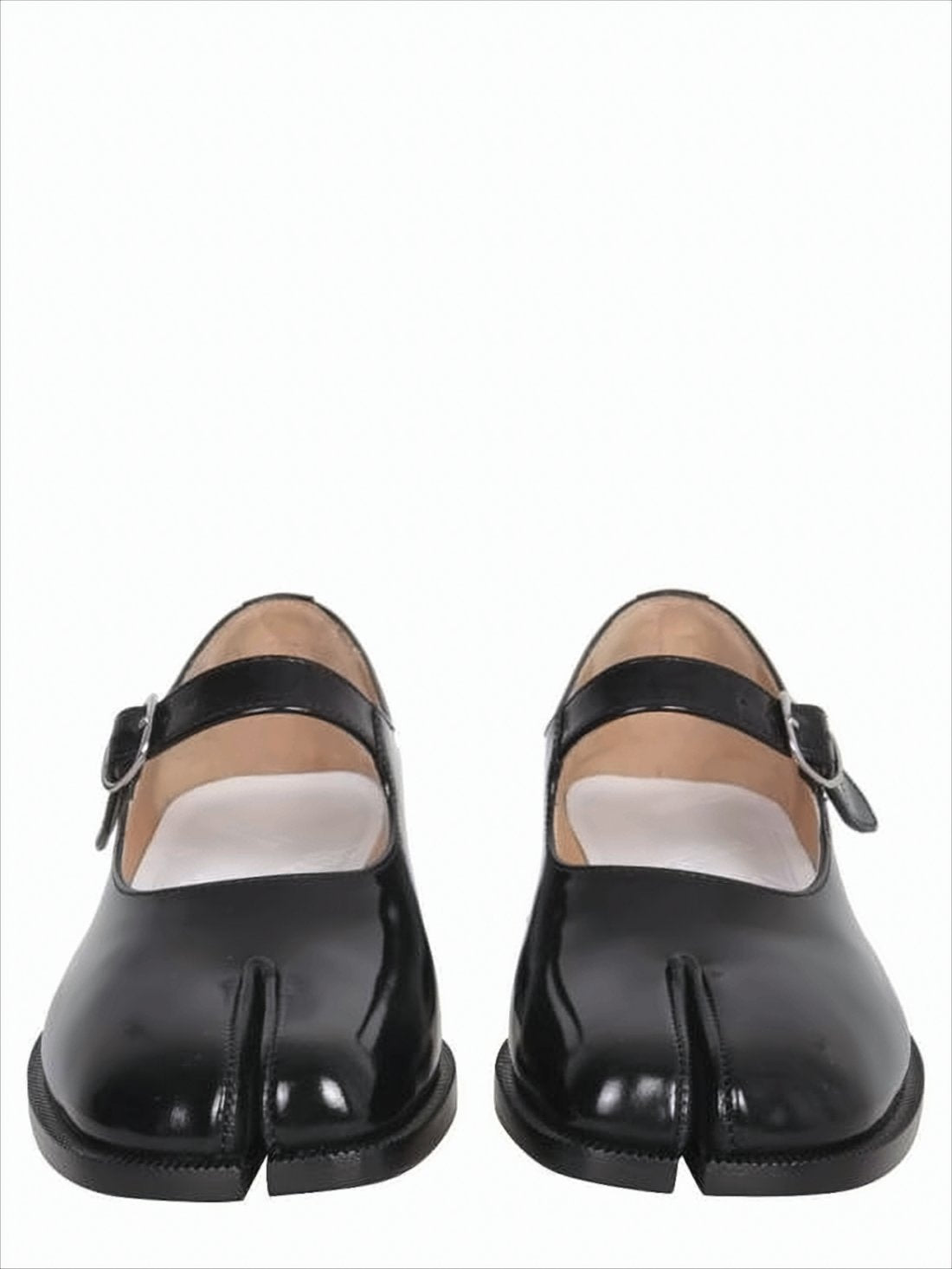 Glossy Black Split-Toe Flats
