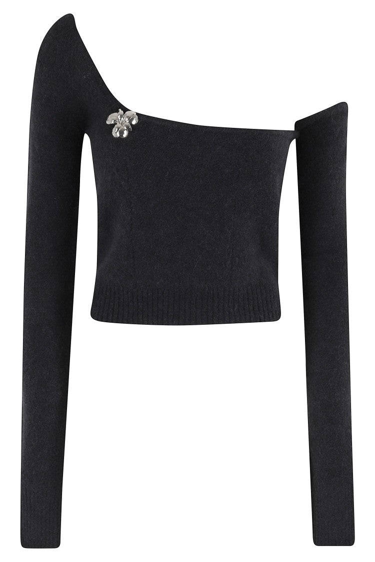 One-Shoulder Knit Sweater With Removable Sleeve