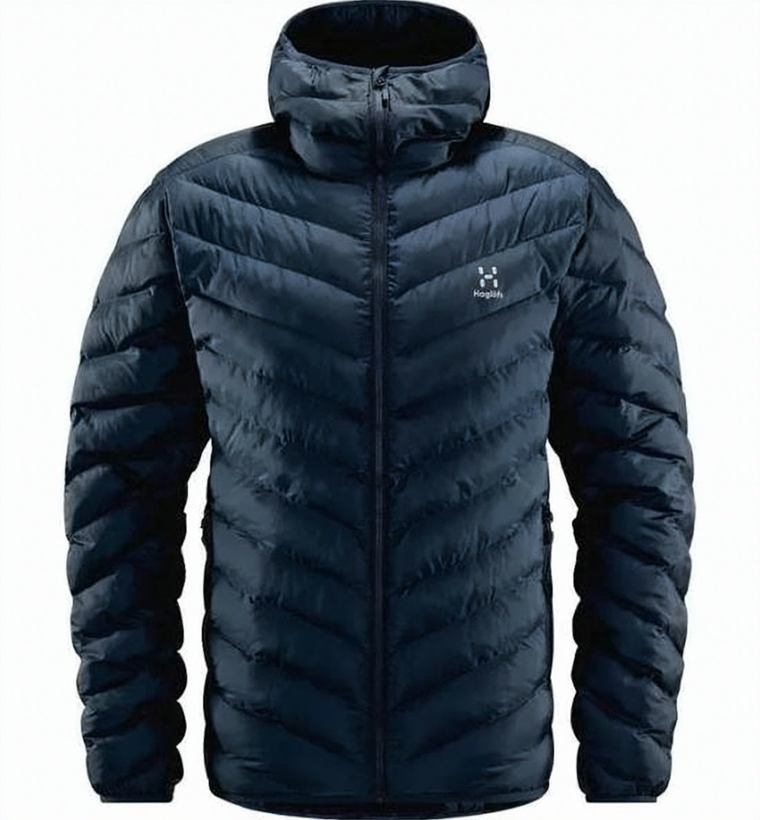Chevron-Patterned Hooded Padded Jacket
