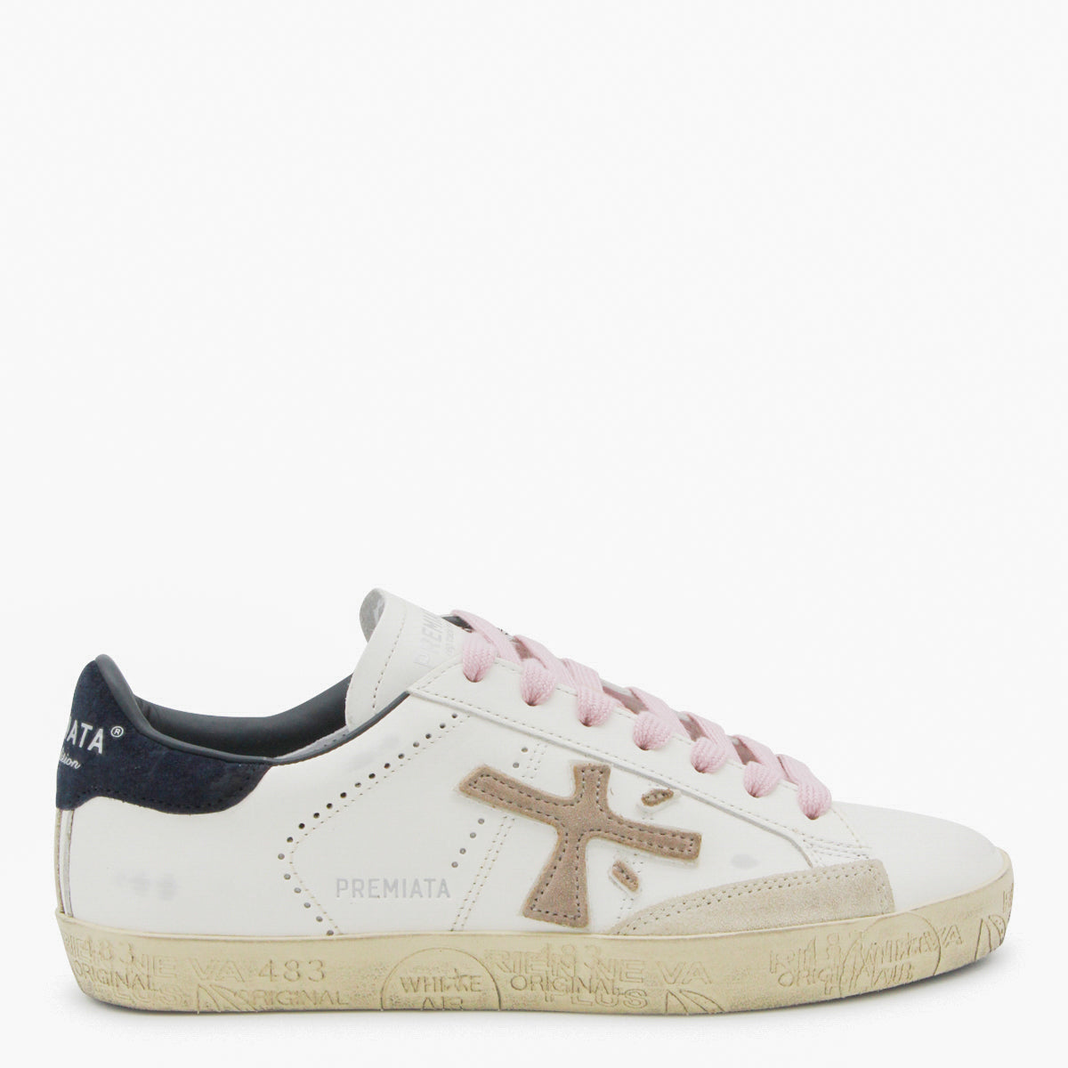 Low-Top Sneakers with Beige Suede Accents