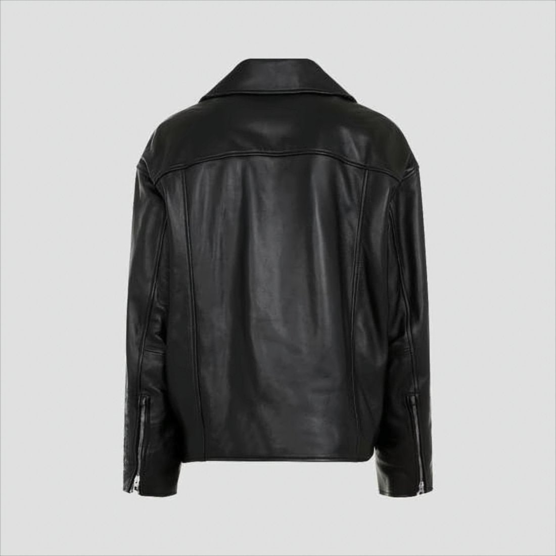 Biker-Style Black Lamb Leather Jacket