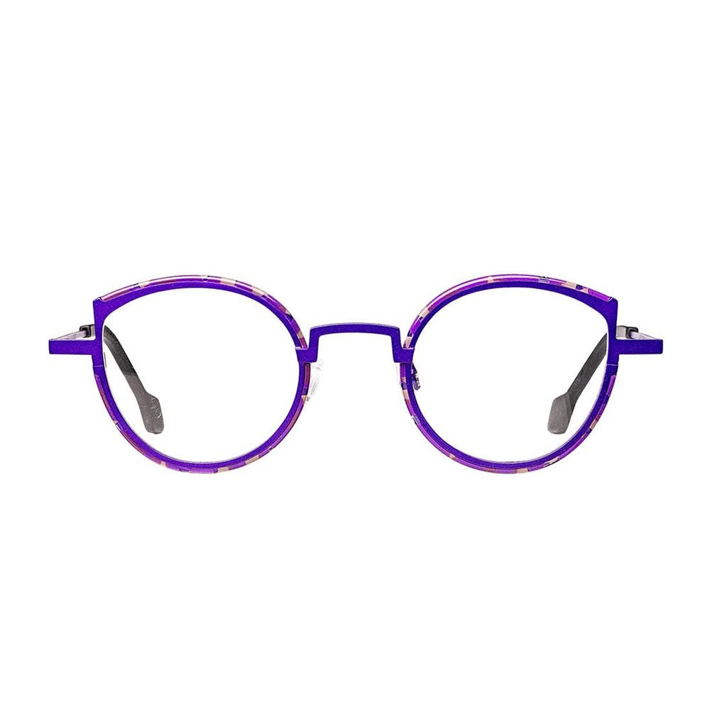 Apostrophe Neon Purple Titanium Round Eyeglasses