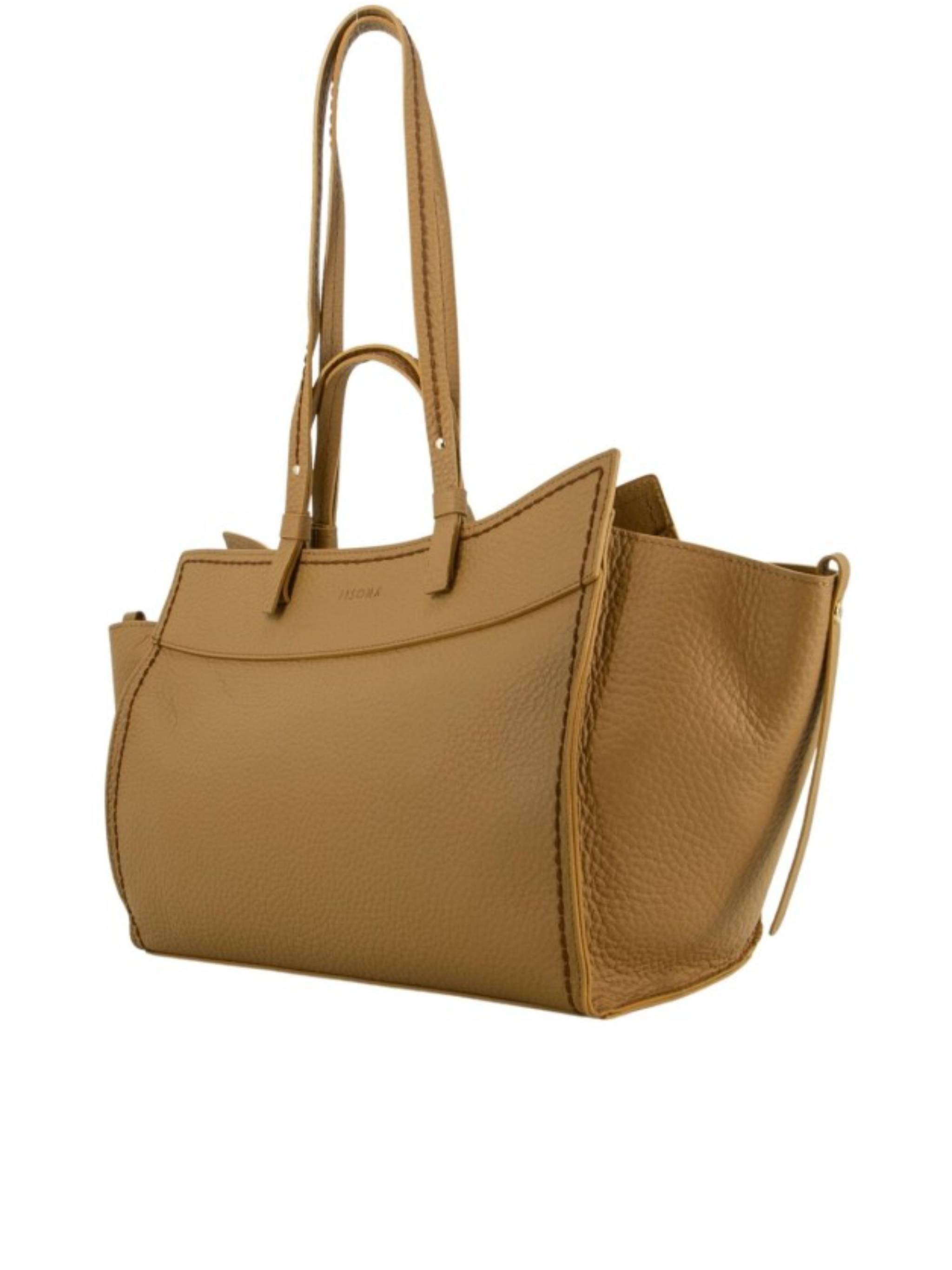 Brown Queen Structured Pebbled Leather Handbag