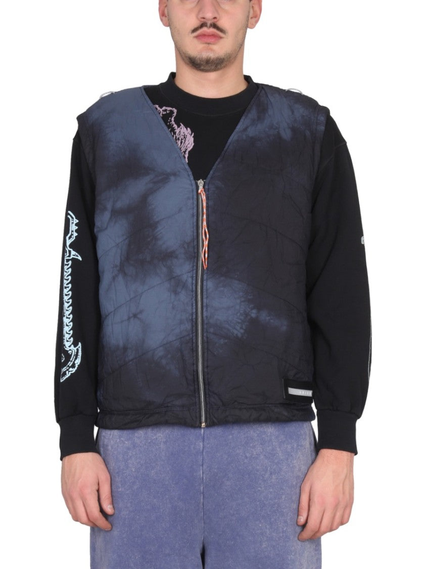 V-Neck Vest With Tie-Dye Pattern