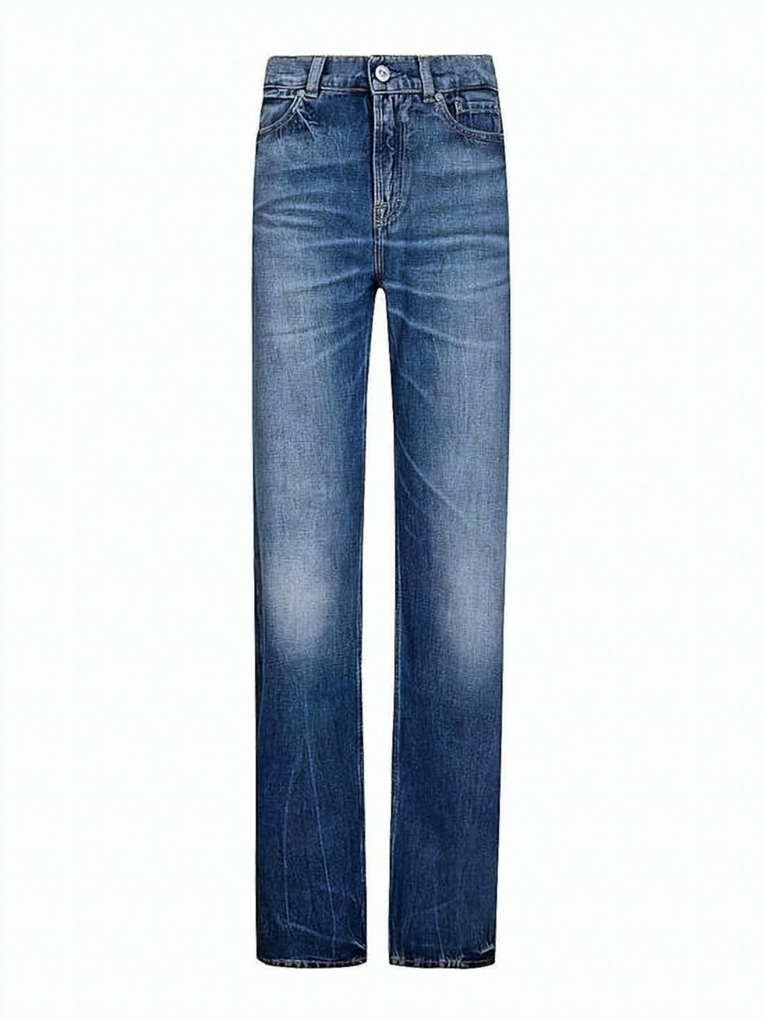 Blue Medium Wash Fading Whiskering Jeans