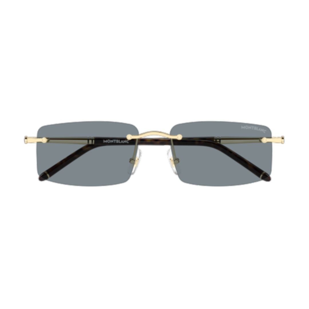Rimless Rectangular Sunglasses with Polished Gold Temples