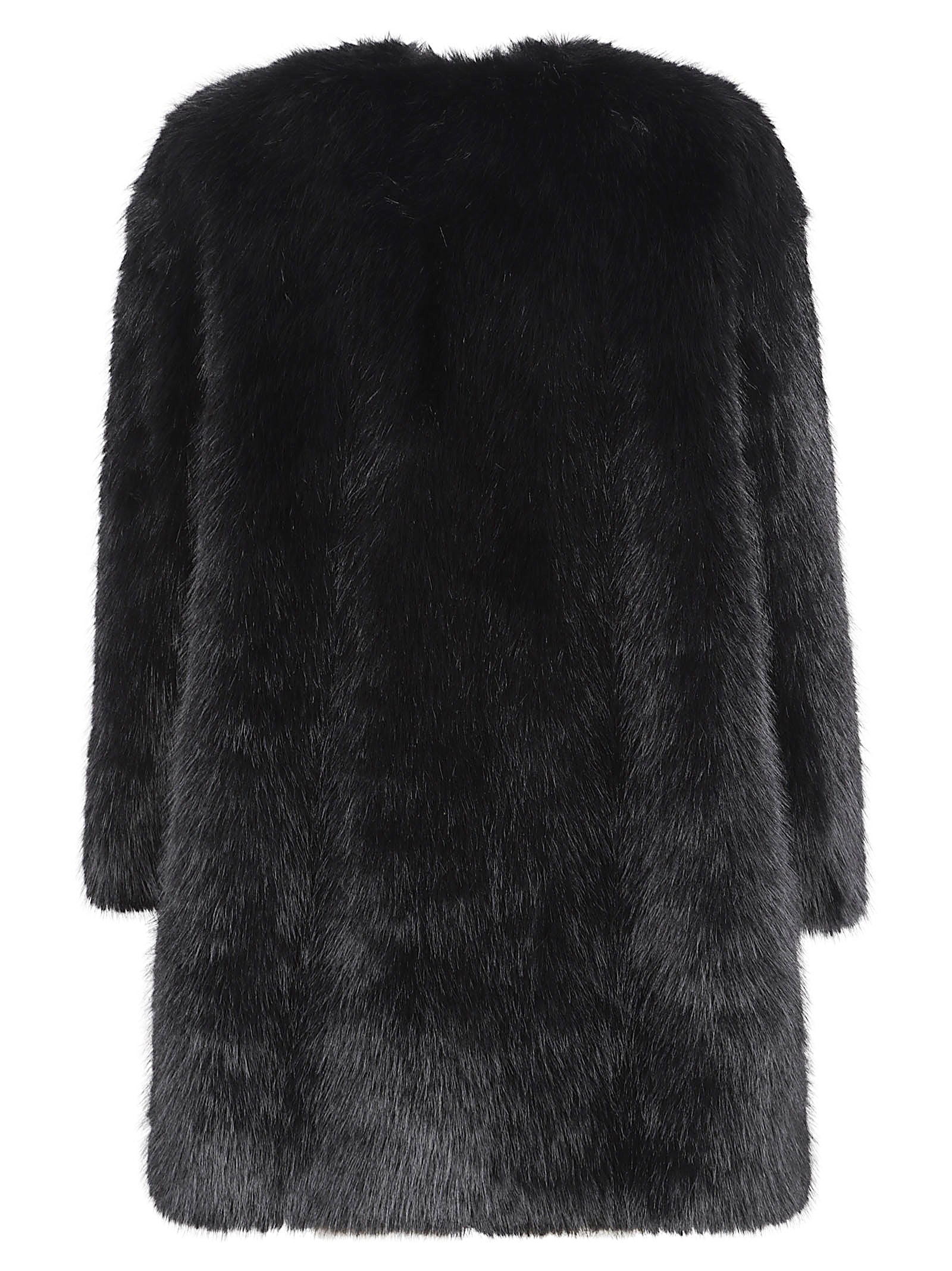 Plush Faux Fur Black Coat