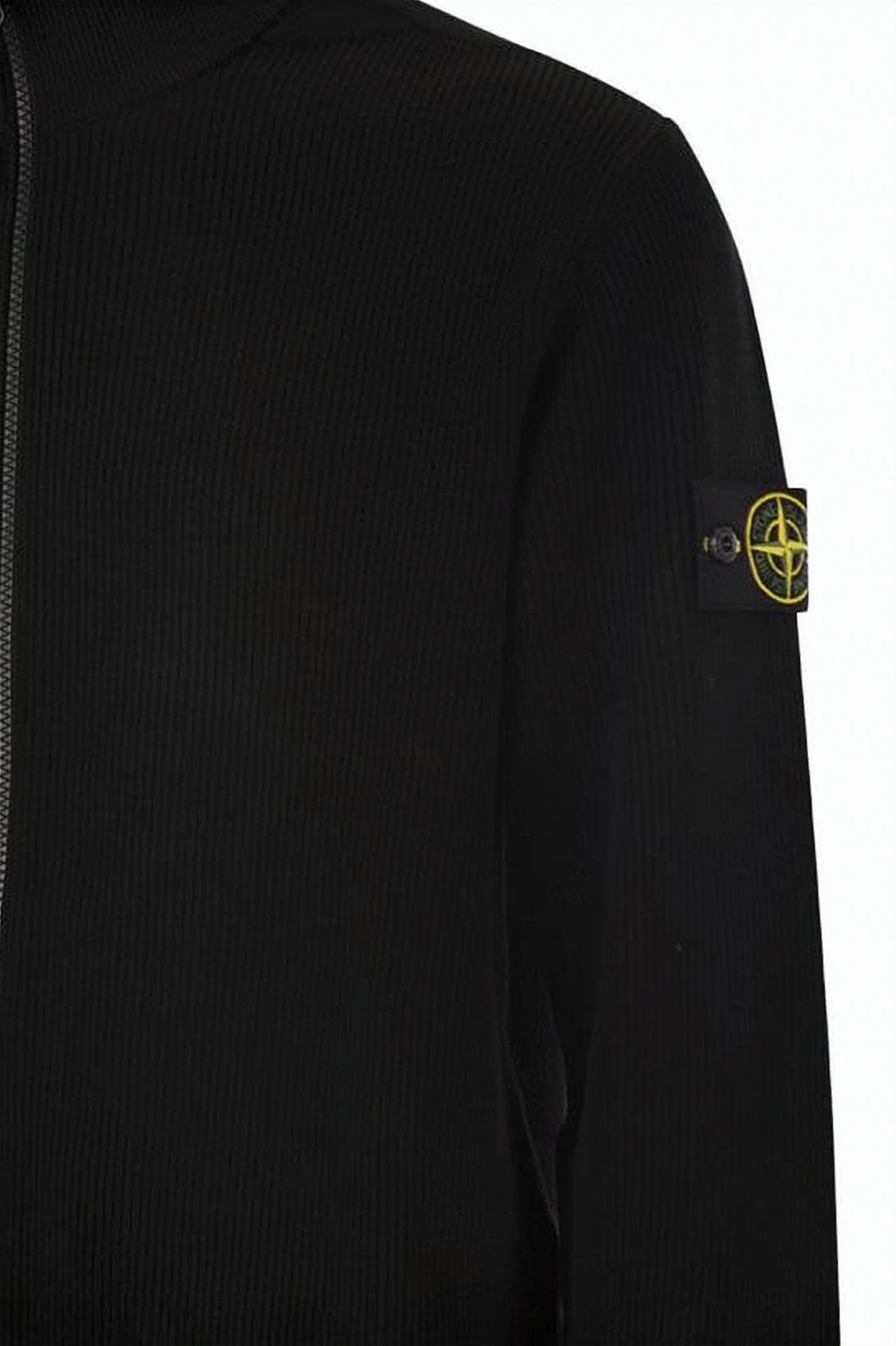 High-Collar Black Zip-Up Sweater