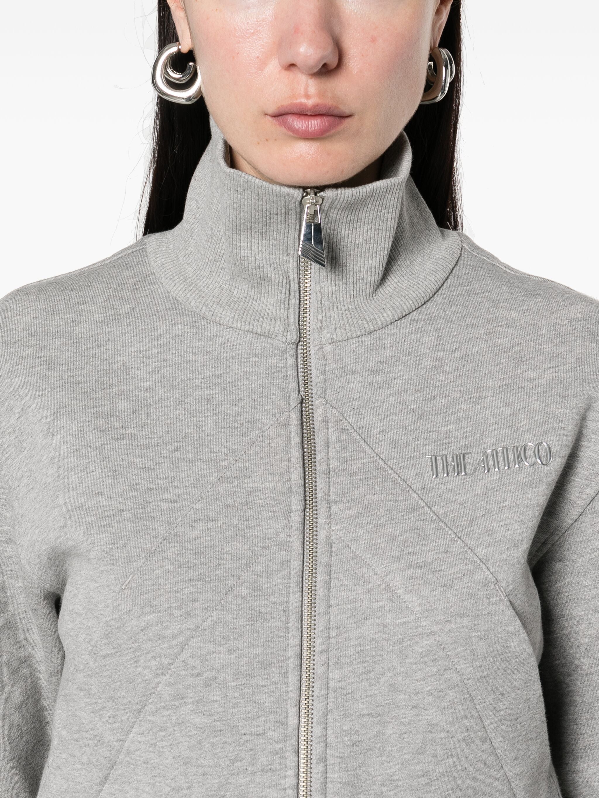 Grey Cropped American Fleece Jacket