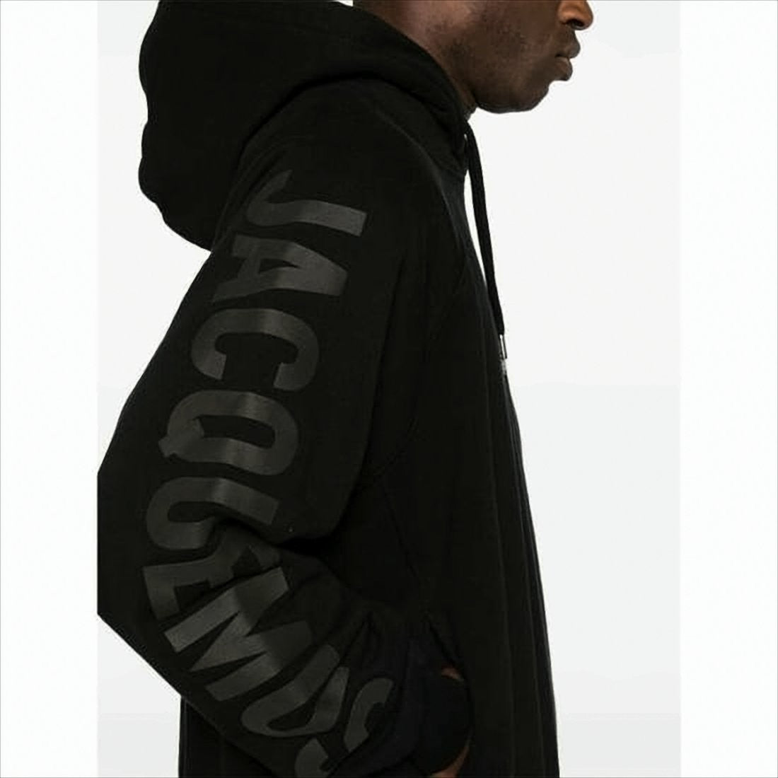 Relaxed Fit Black Cotton Hoodie With Tonal Logo