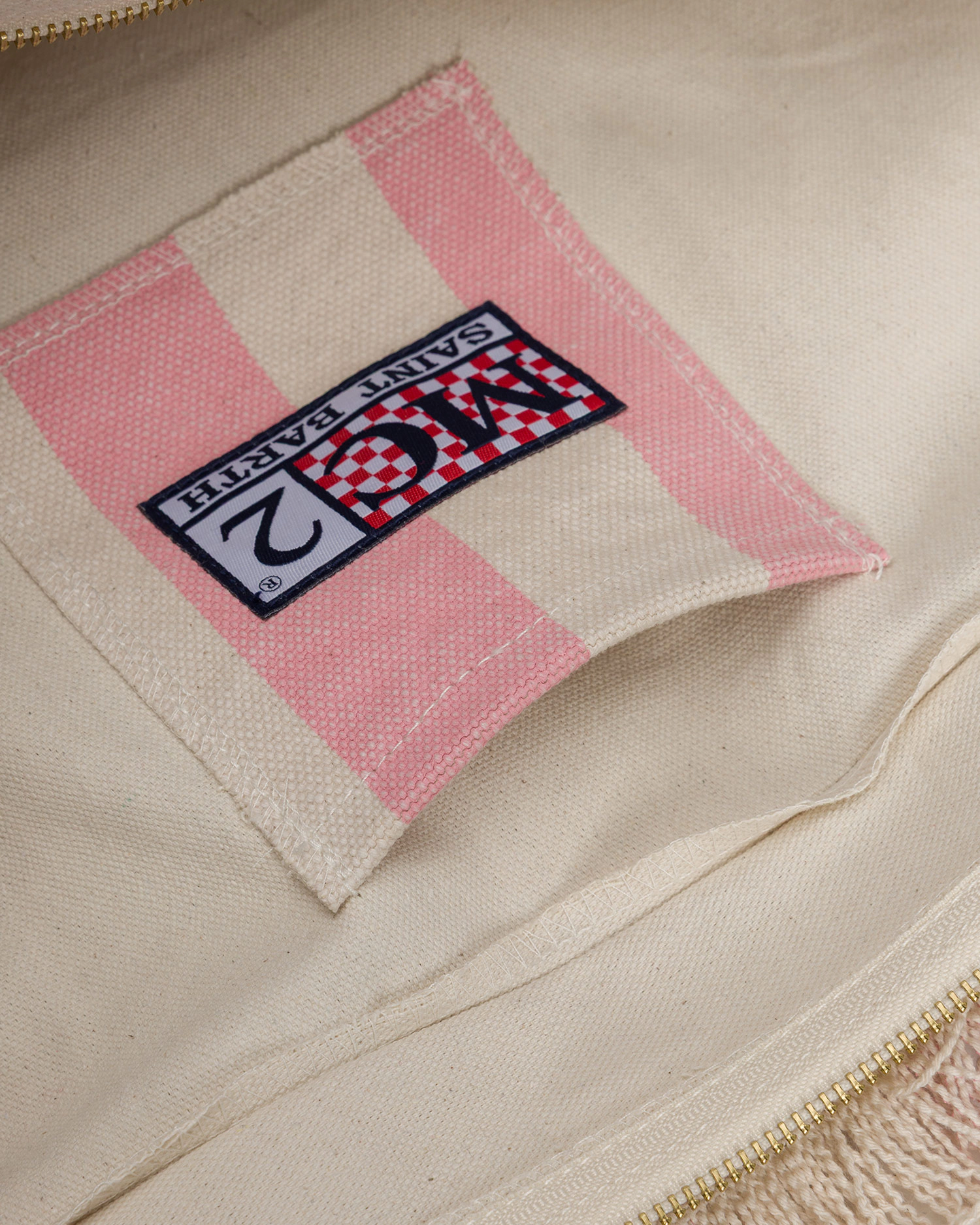 Vertical Stripe Tote Bag with Fringed Edges
