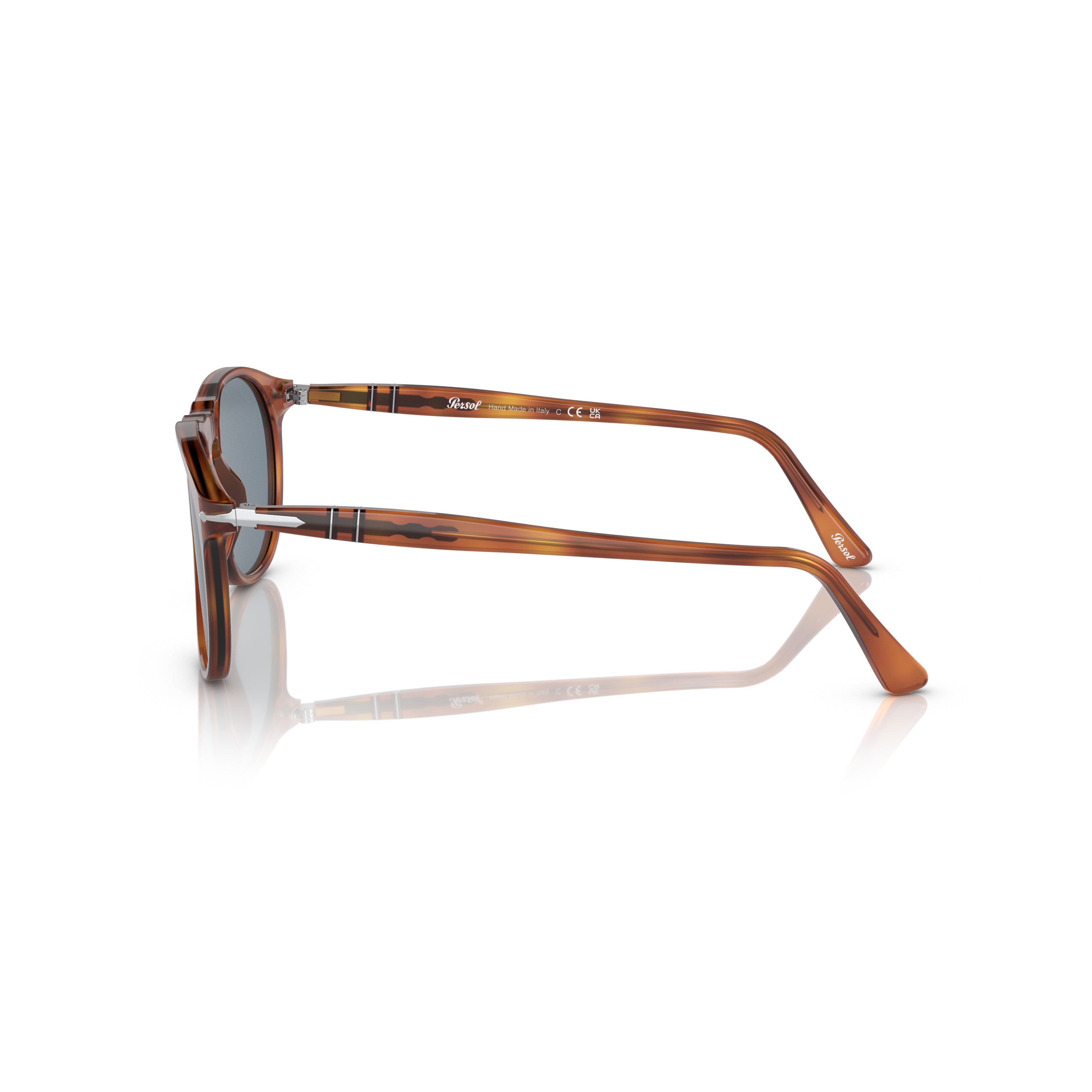 0po9649s Translucent Brown Acetate Sunglasses with Round Frame