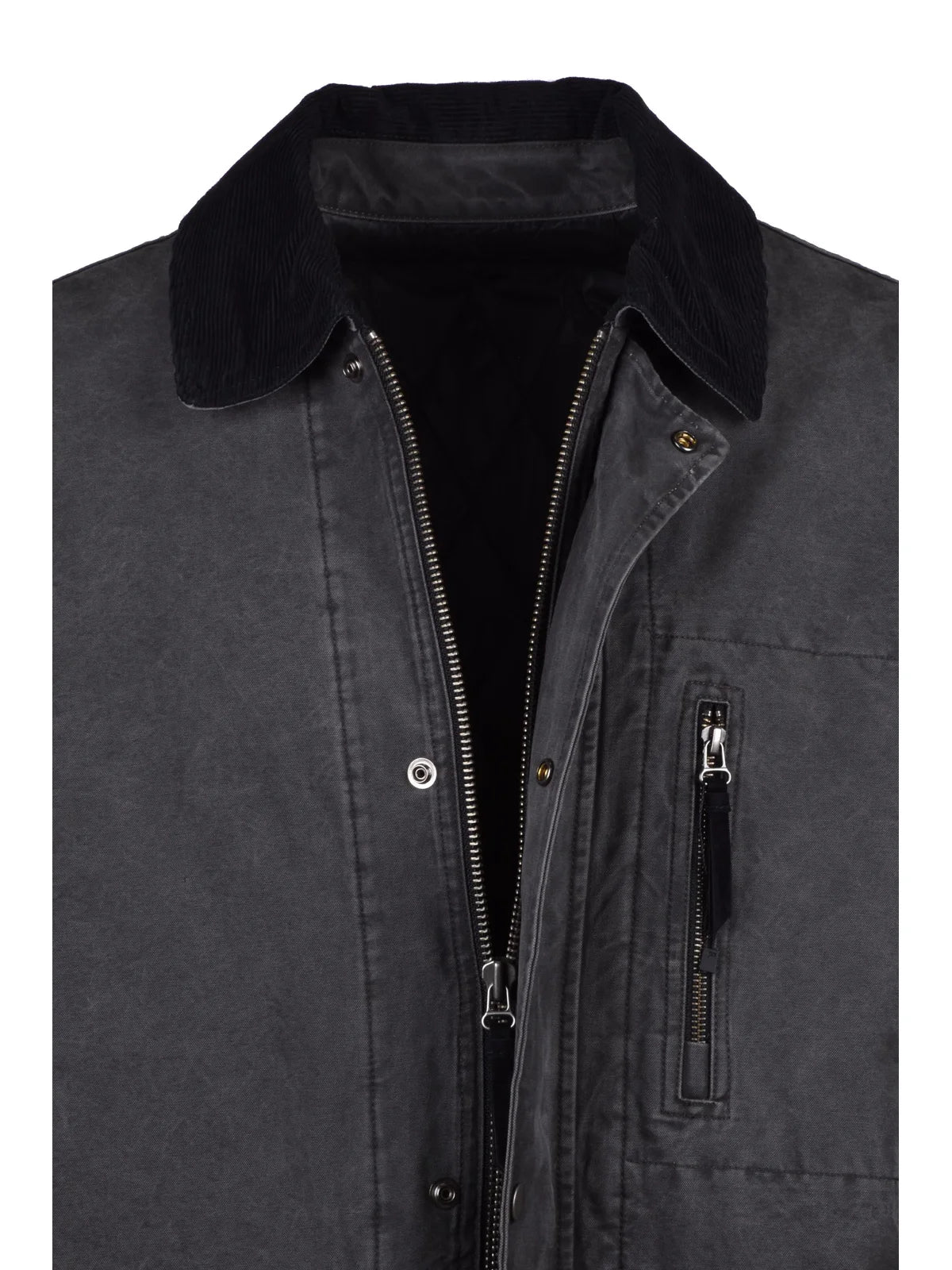 Mid-length Grey Overcoat with Quilted Interior