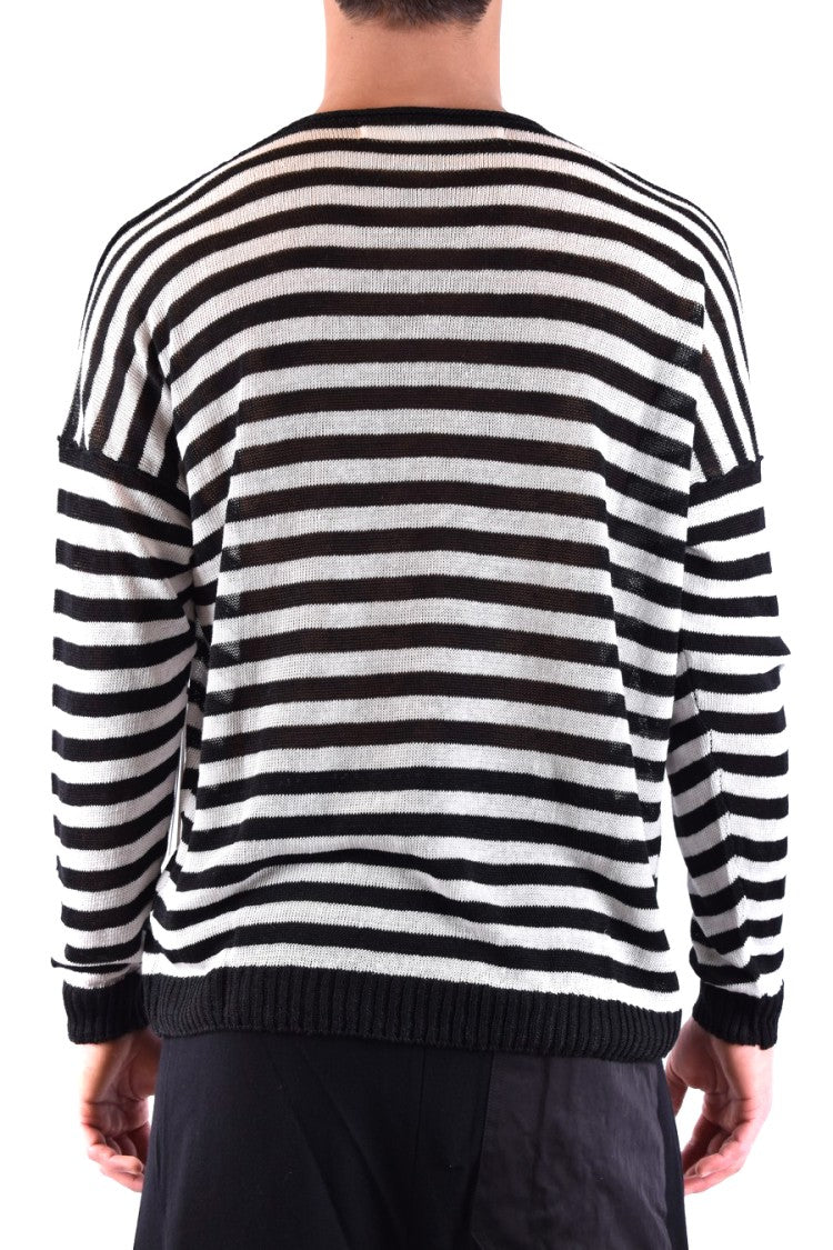 Horizontal Stripe Linen Knitwear With Relaxed Fit