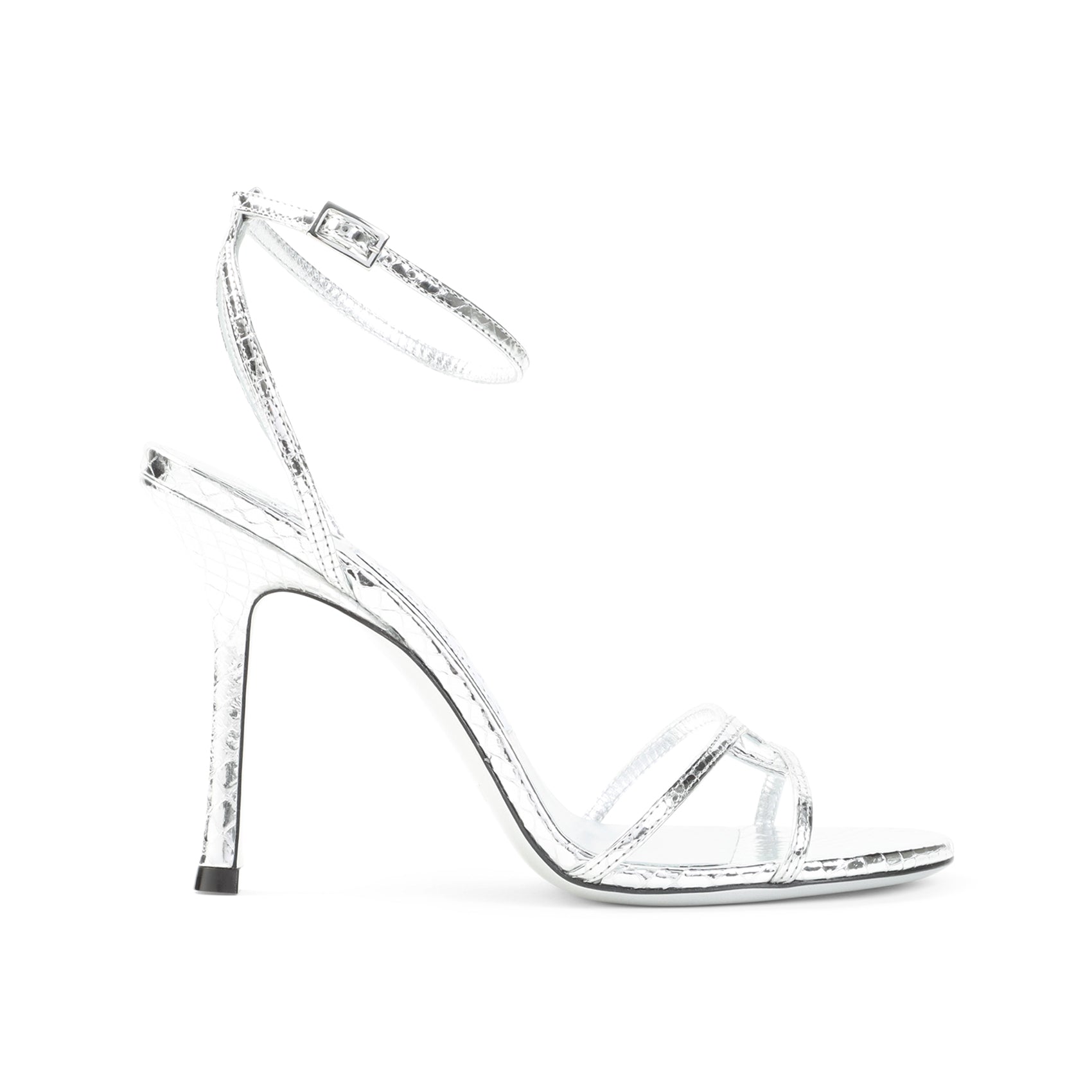 Metallic Finish Sandals with Stiletto Heel