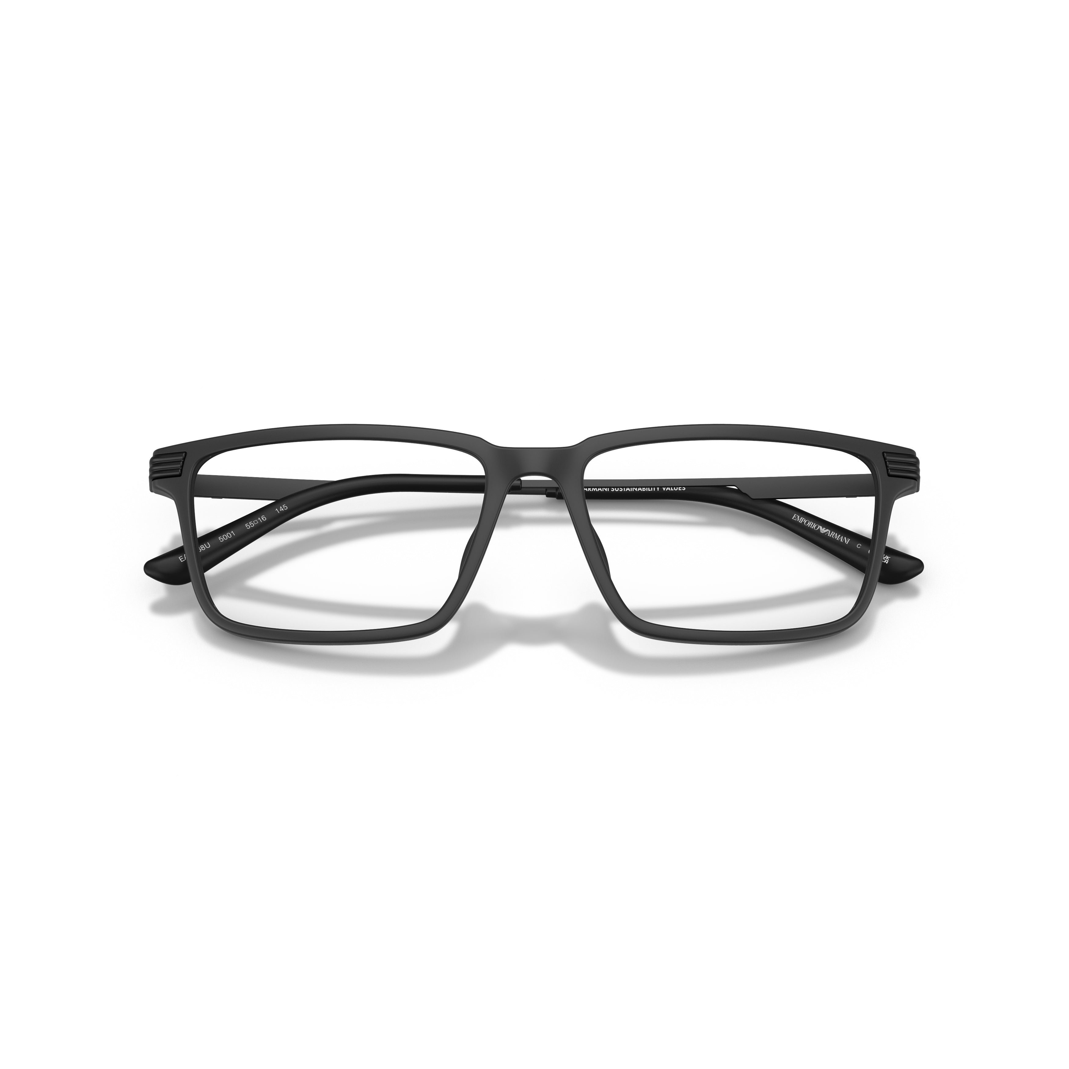 0ea3268u Rectangular Matte Black Eyeglasses with Ridged Temples