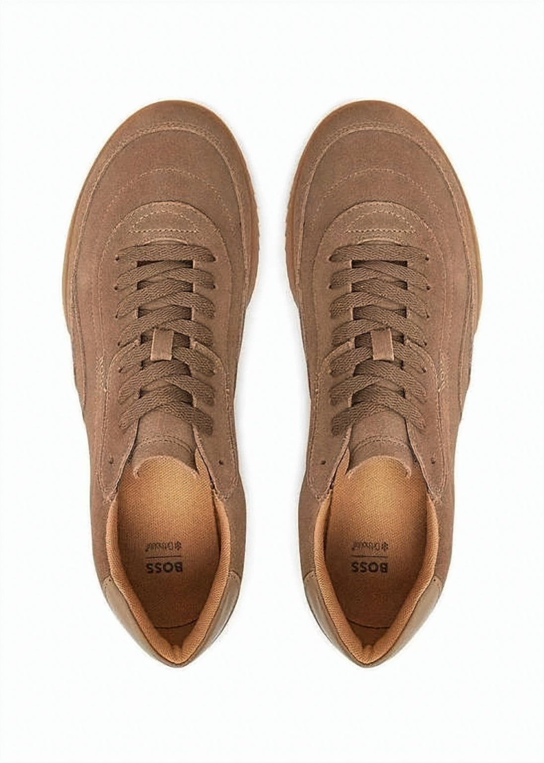 Suede-Finish Brown Cowhide Sneakers