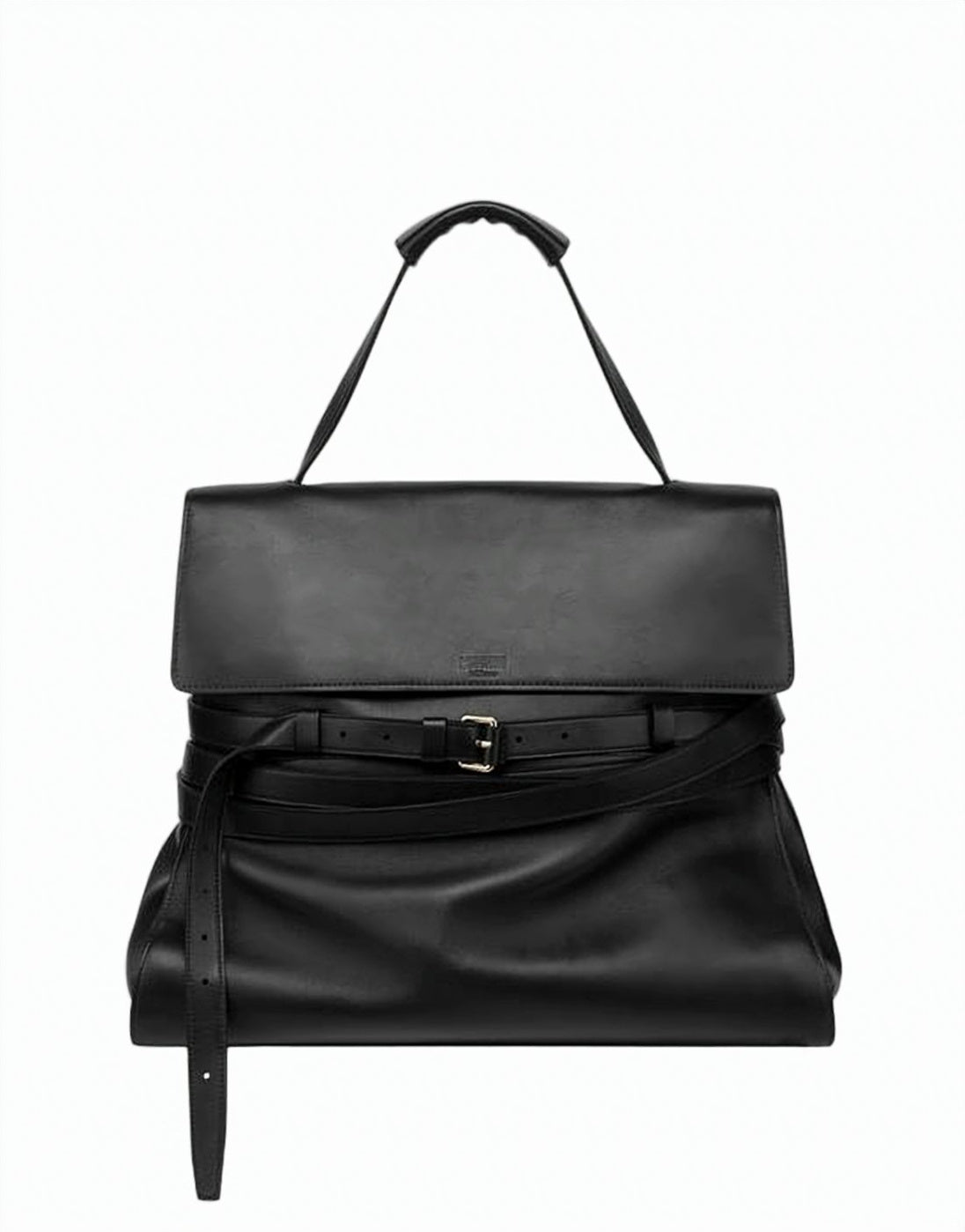 Lambskin Leather Tote Bag with Flap Closure