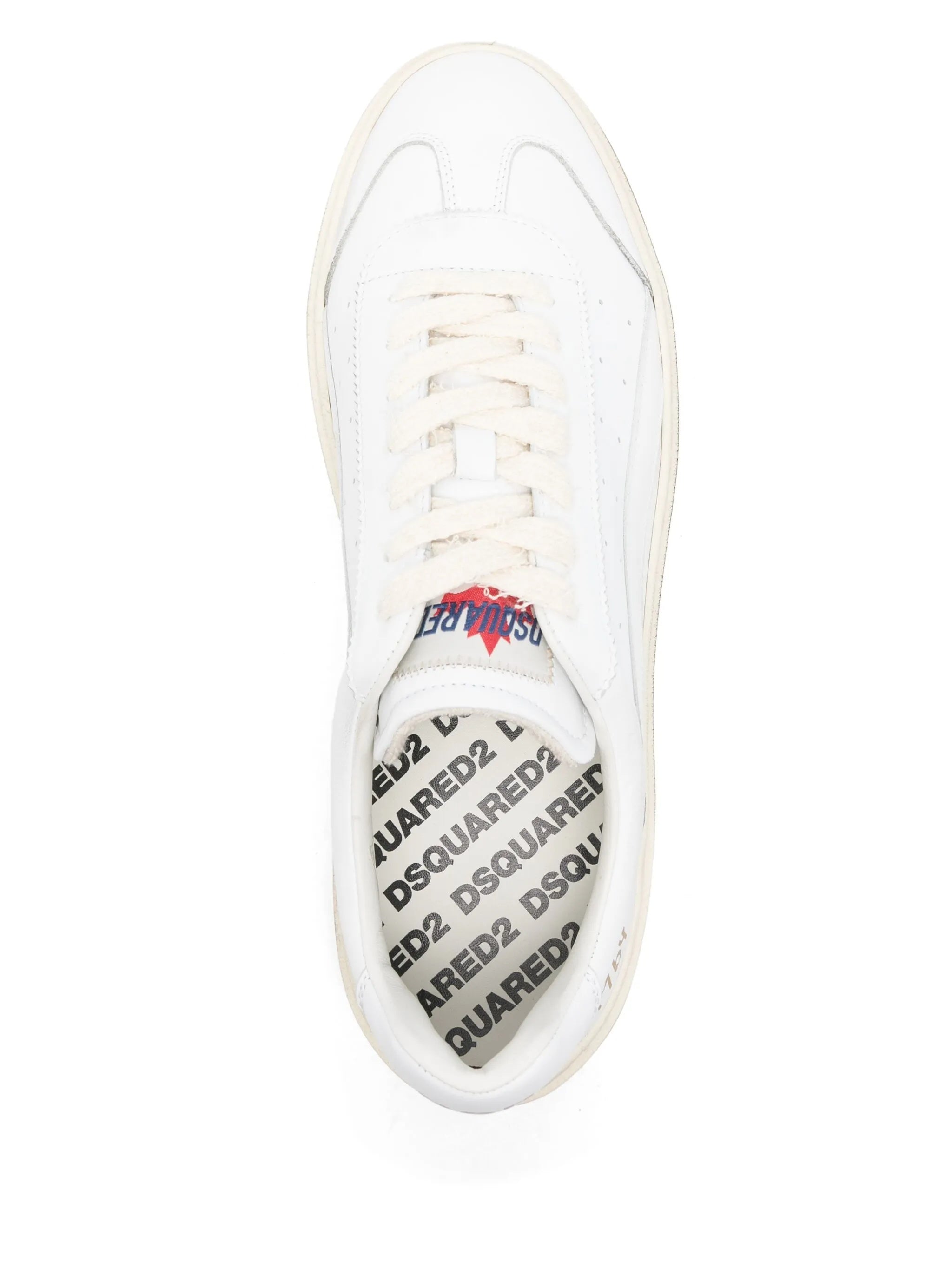 White Smooth Leather Gold Detail Sneakers