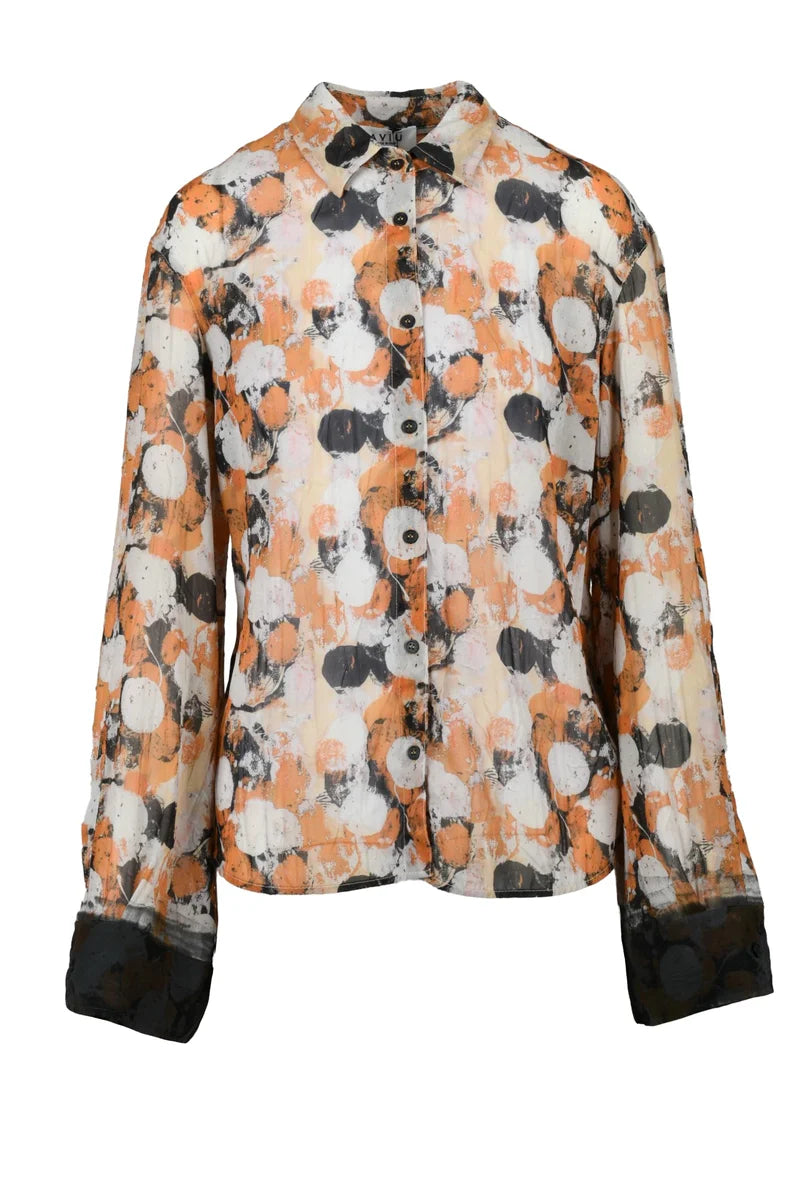 Fluid Abstract Pattern Shirt with Button-Down Front