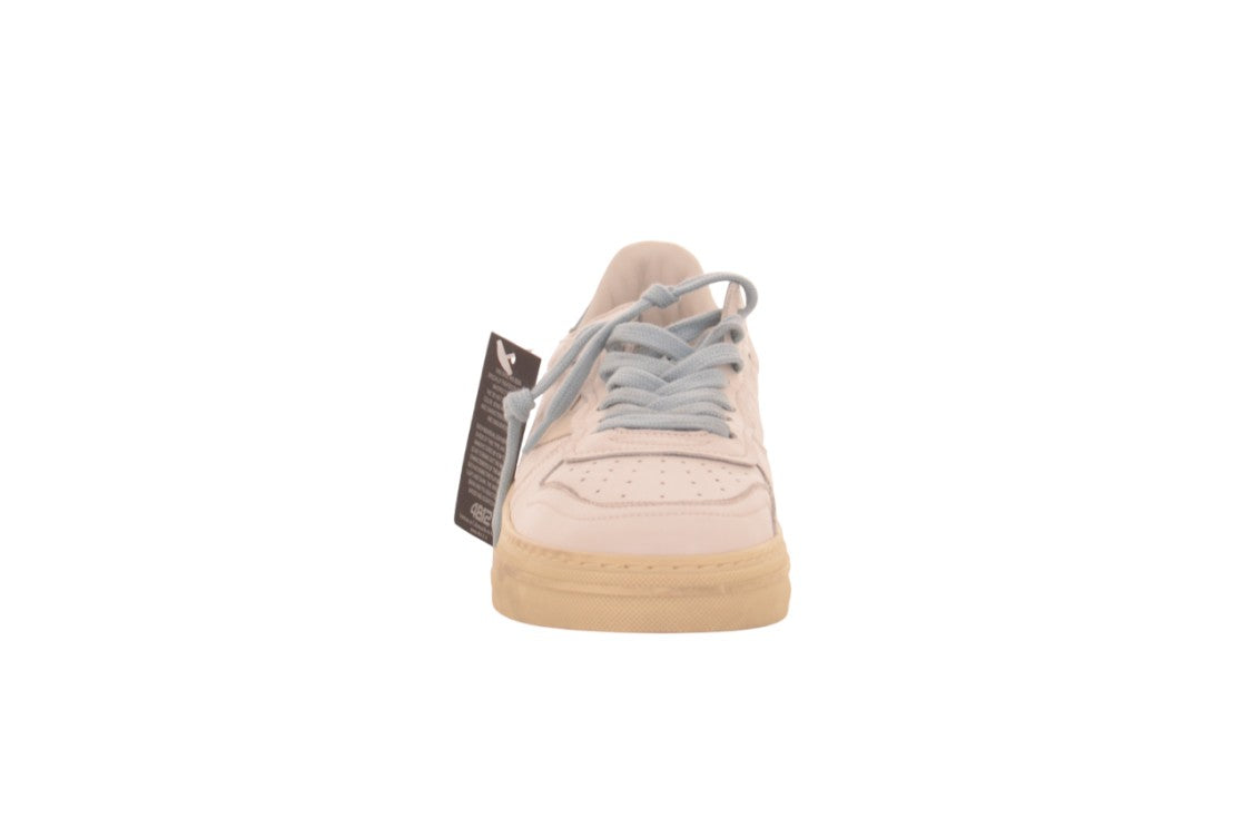 Retro White Leather Sneaker With Distressed Sole